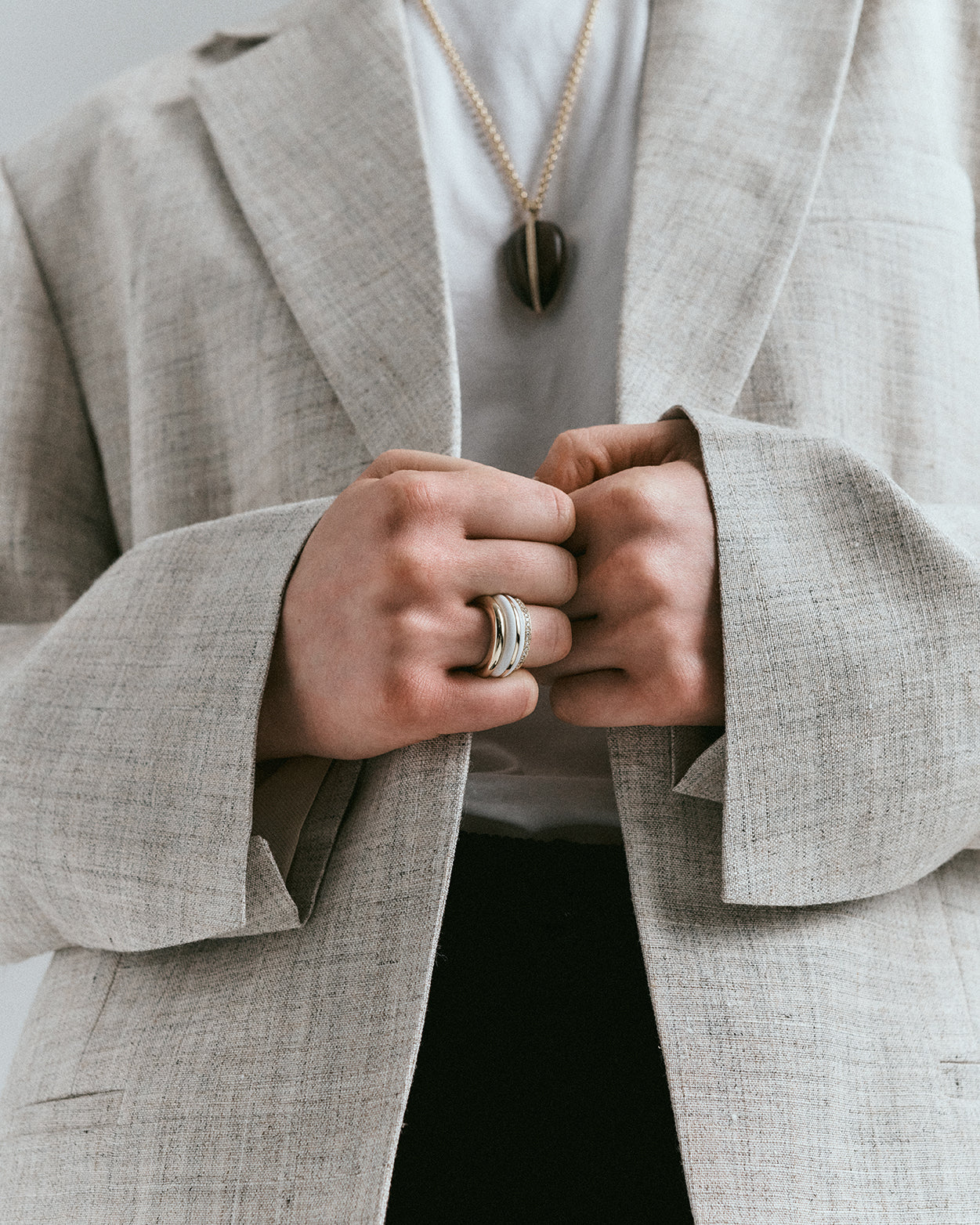 Stack_Classic Ring Stack | White Agate - 50