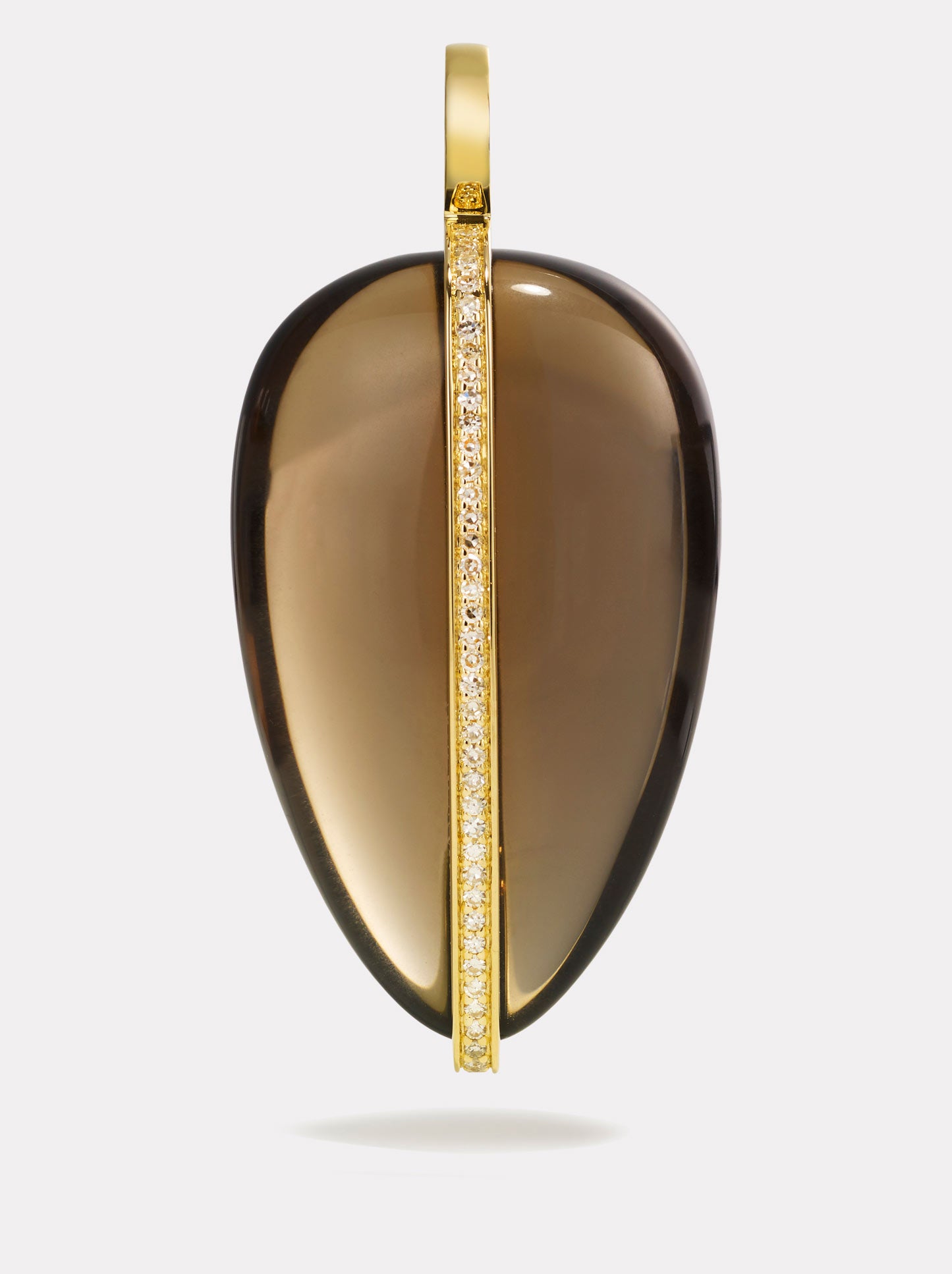 XL Diamond Pebble Pendant in Smokey Quartz | 14K