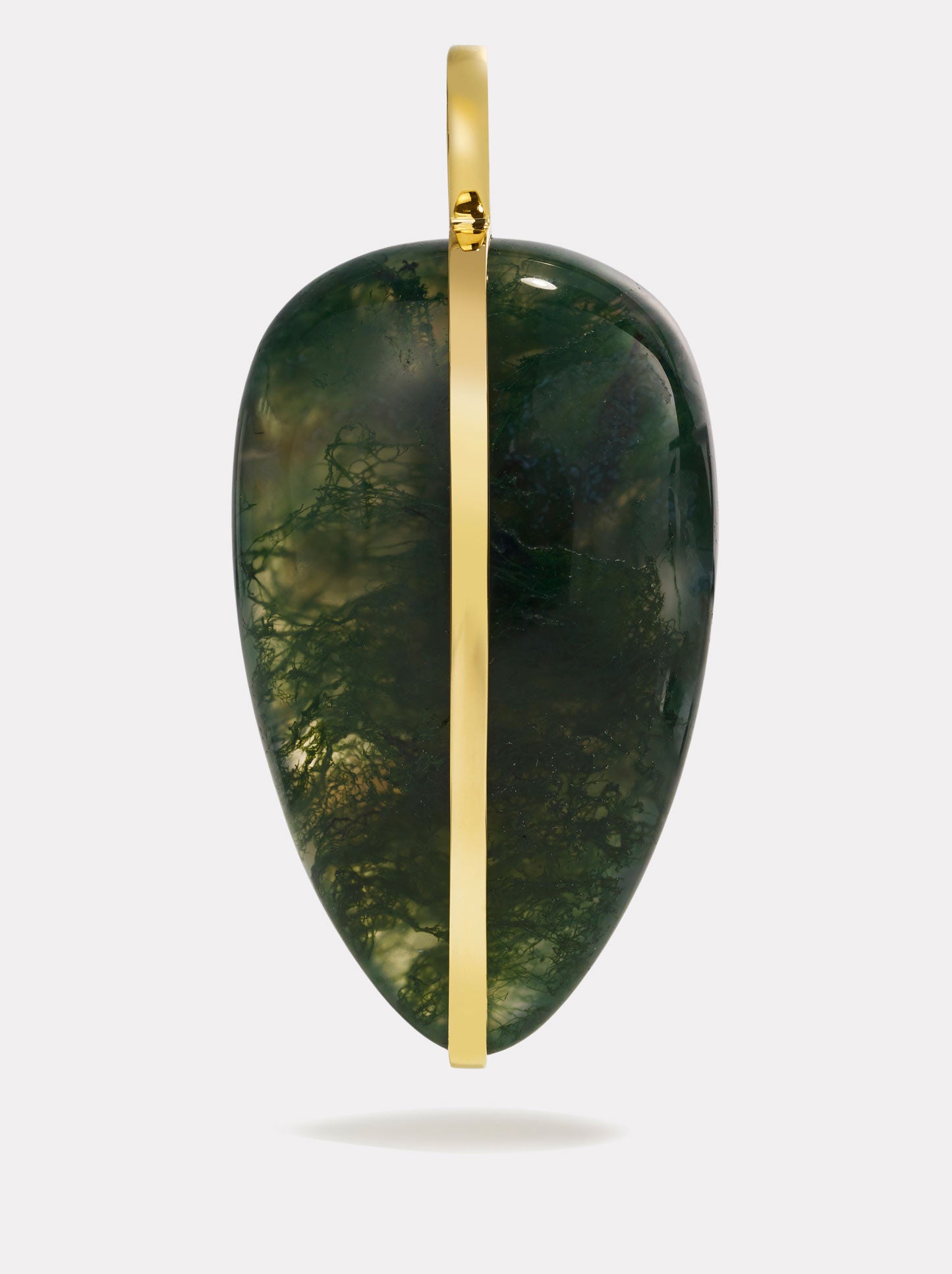 XL Pebble Pendant in Moss Agate | 14K