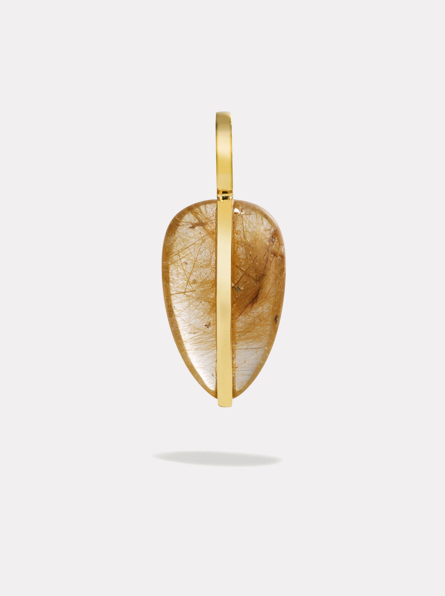 Small Pebble Pendant in Rutilated Quartz | 14K