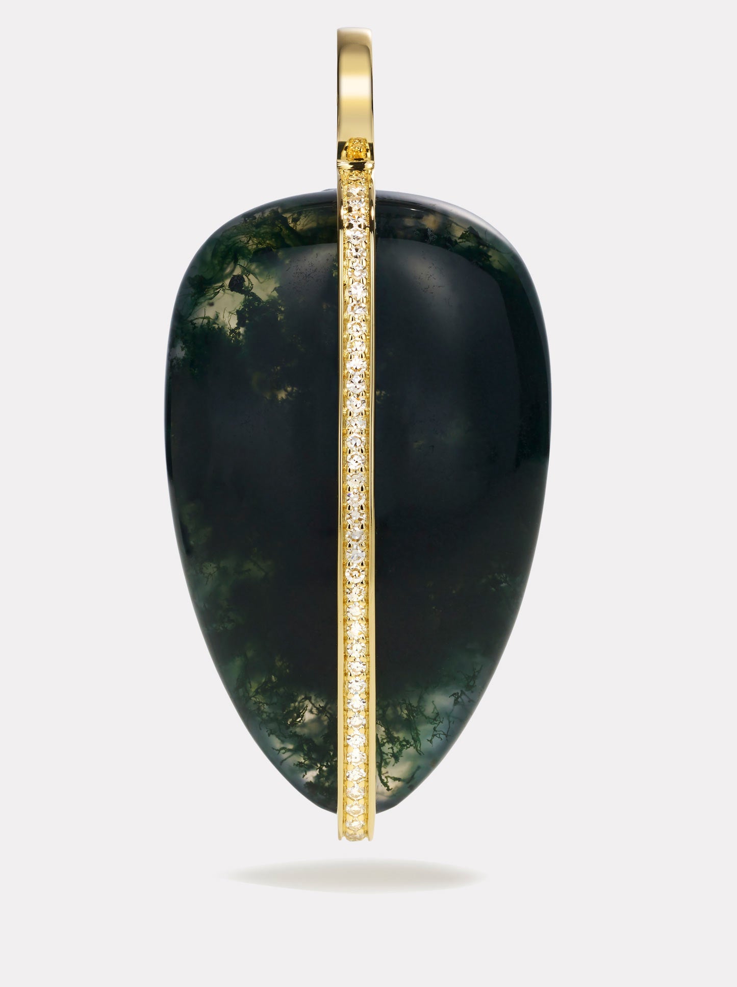 XL Diamond Pebble Pendant | Moss Agate