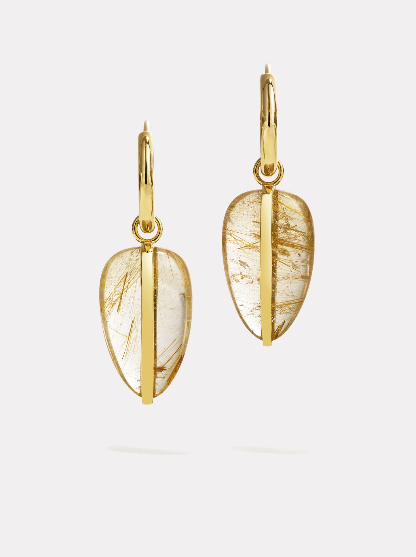 14K Pebble Earrings Rutilated Quartz