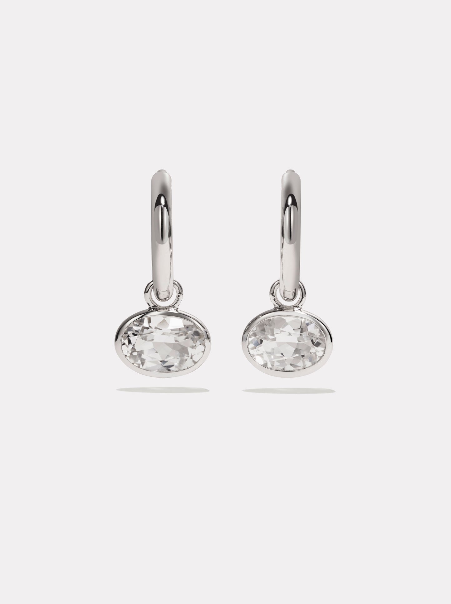Orbit Hoops - White Gold & White Topaz