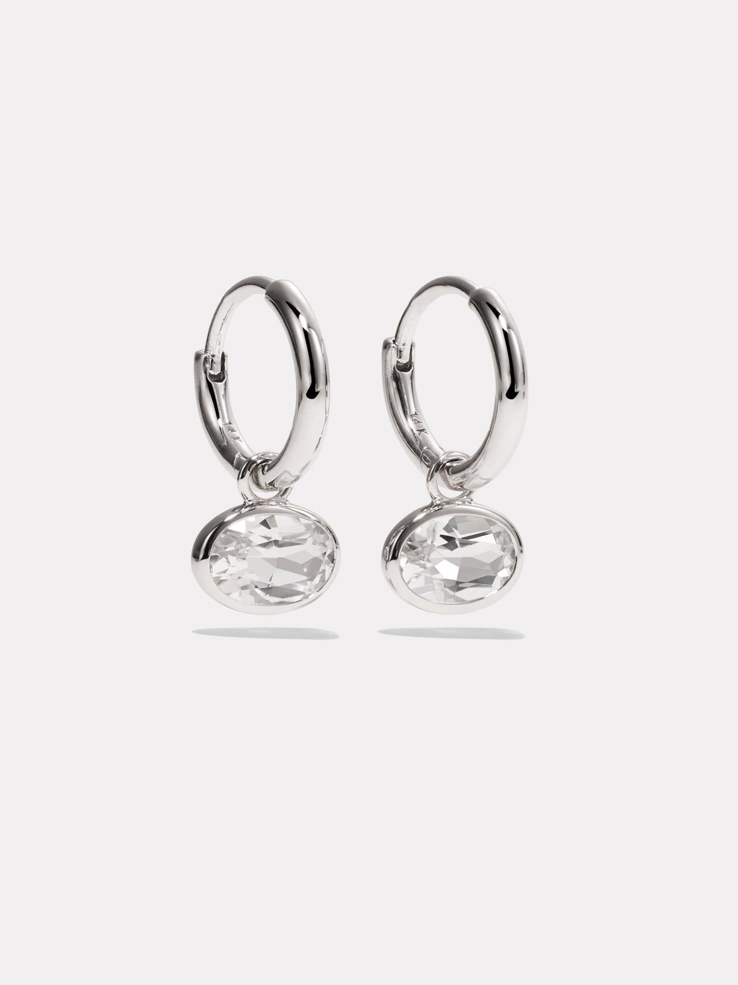 Orbit Hoops - White Gold & White Topaz