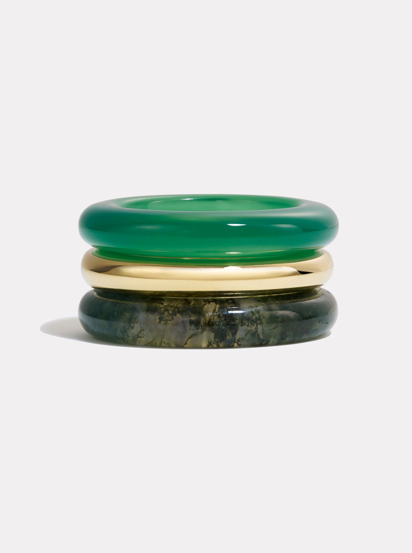 Stack_Stone Trilogy Gold Stack | Moss Agate & Green Chalcedony - 50