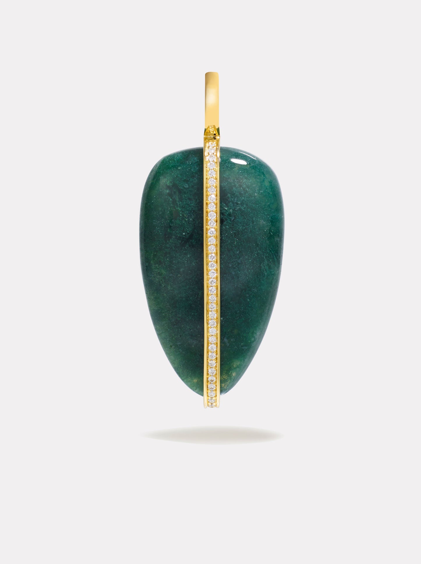 Large Diamond Pebble Pendant | Moss Agate