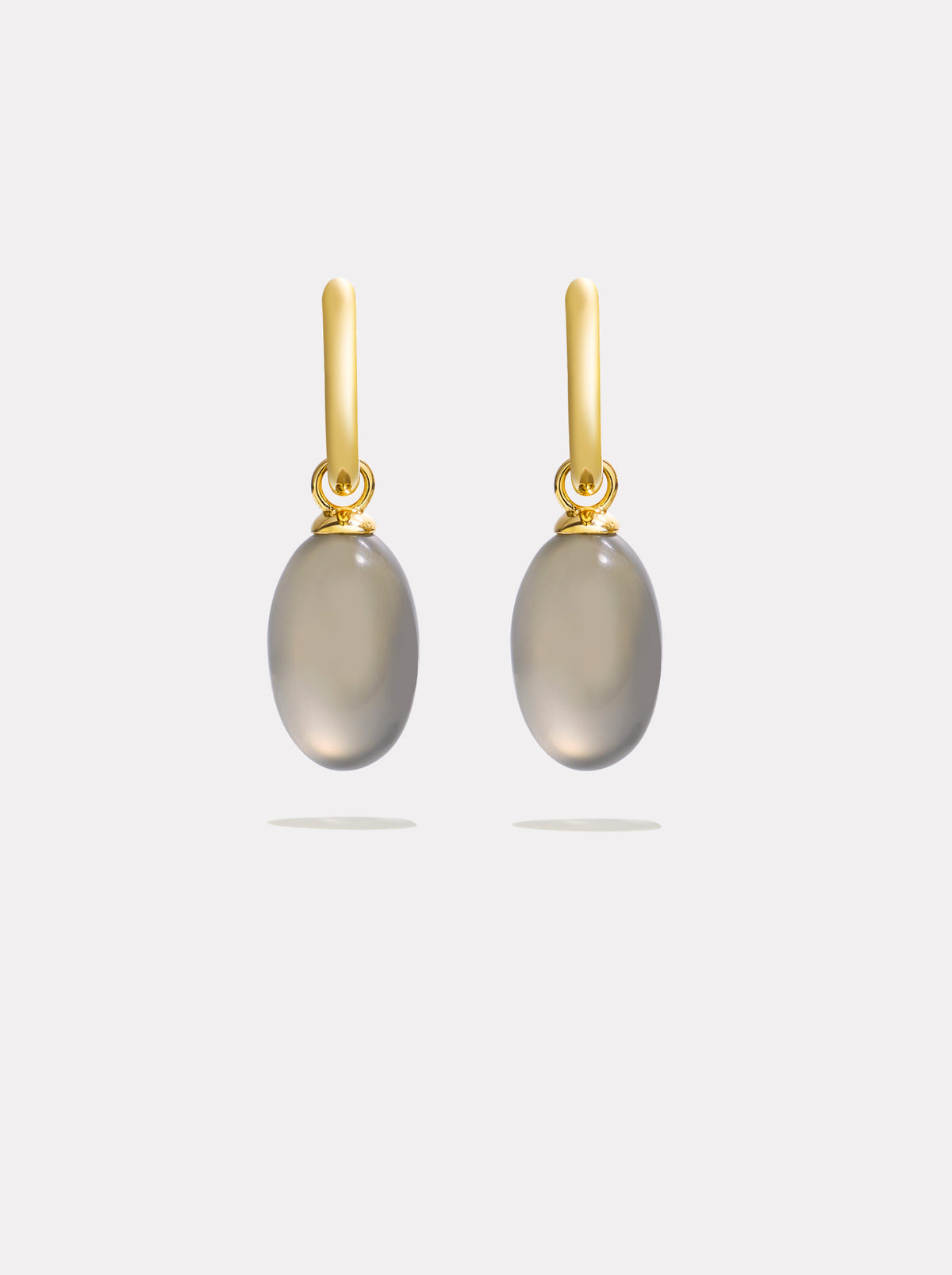 Ellipse Drop Hoops | Grey Moonstone