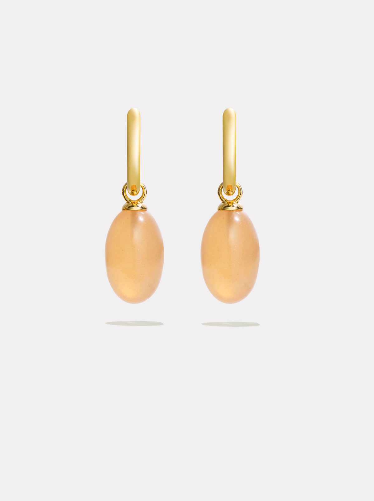 Ellipse Drop Hoops | Peach Moonstone
