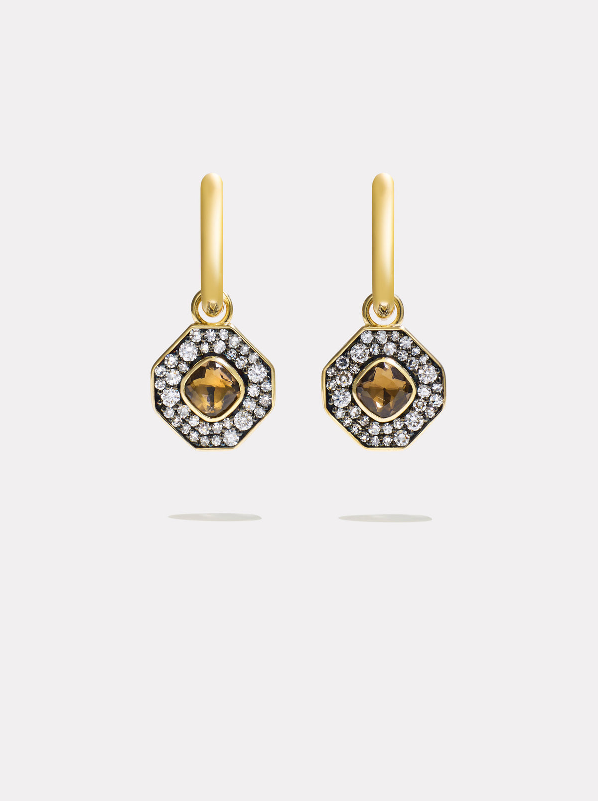 Reverie Cushion Cut Hoops | Smokey Quartz