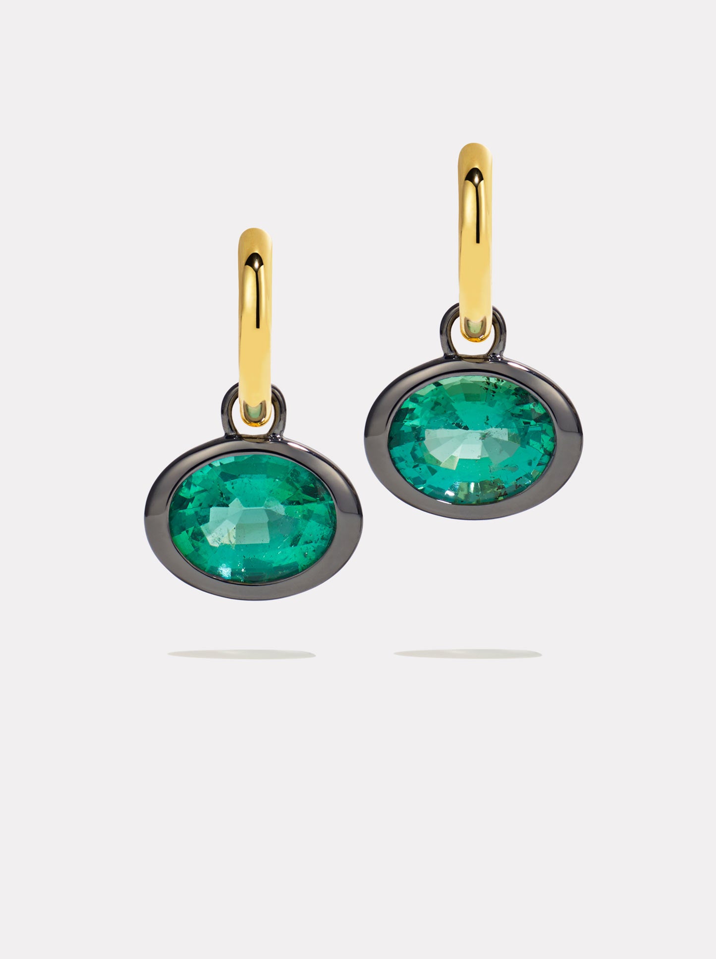 XL Orbit Hoops - Emerald with Black Rhodium