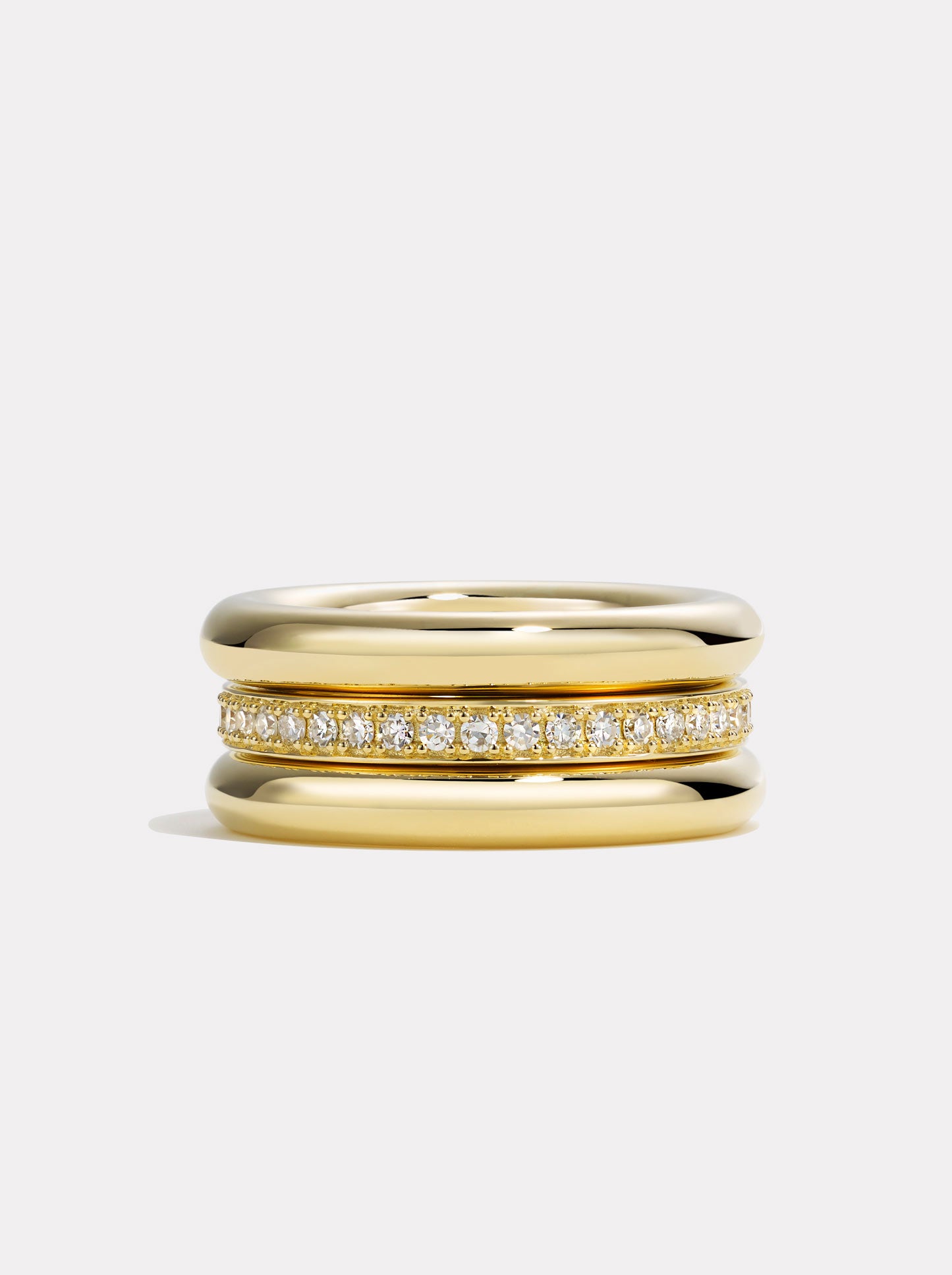 Triple Gold & Diamond Pinky Ring Stack