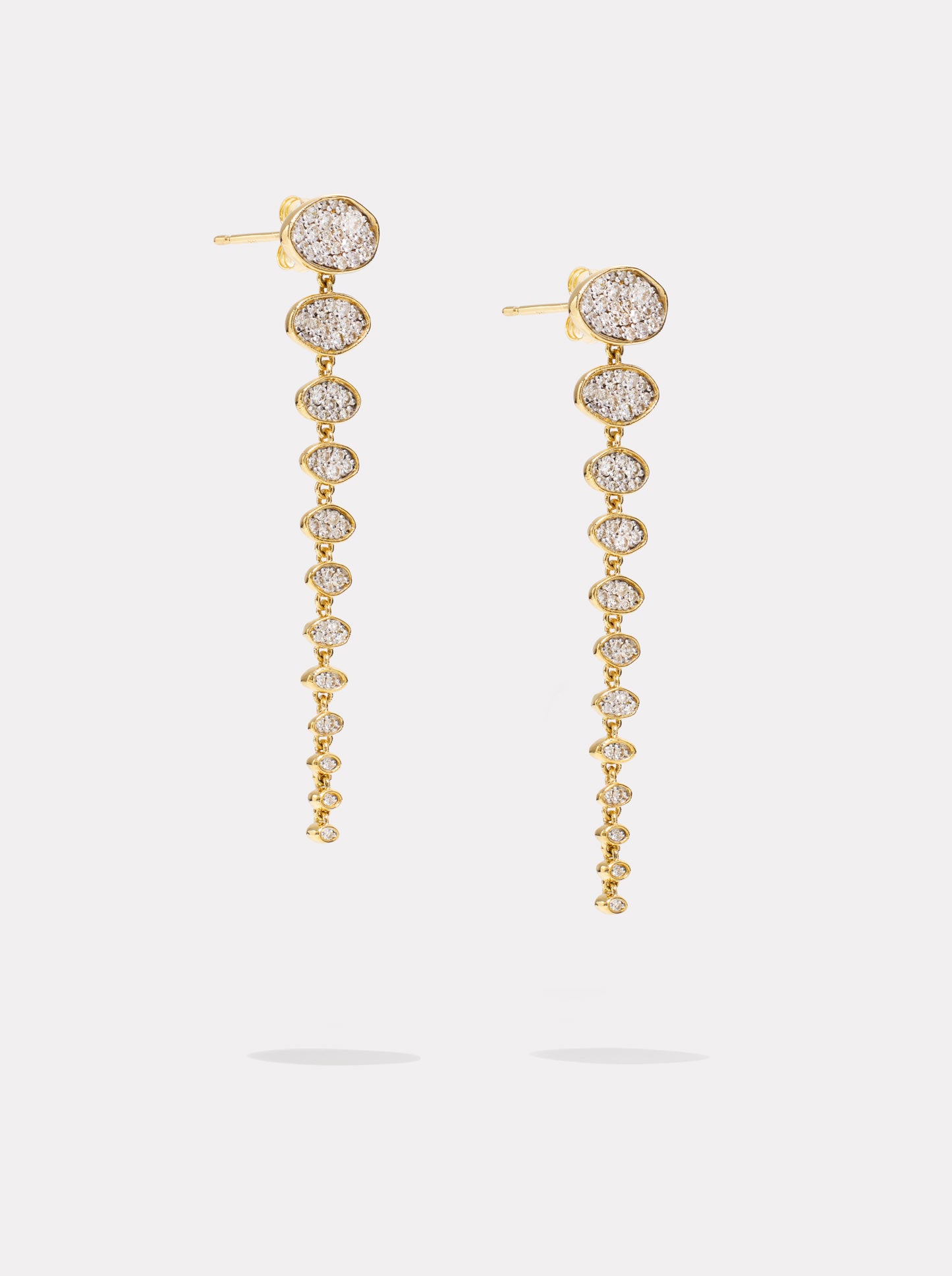 Long Diamond Cluster Drop Earrings