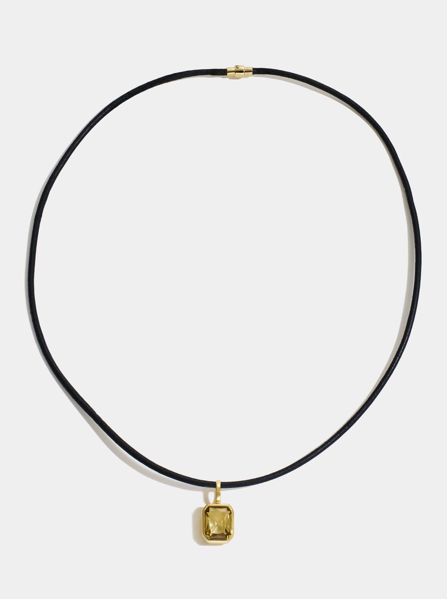 Lumen Octagon Champagne Quartz Pendant & Leather Necklace