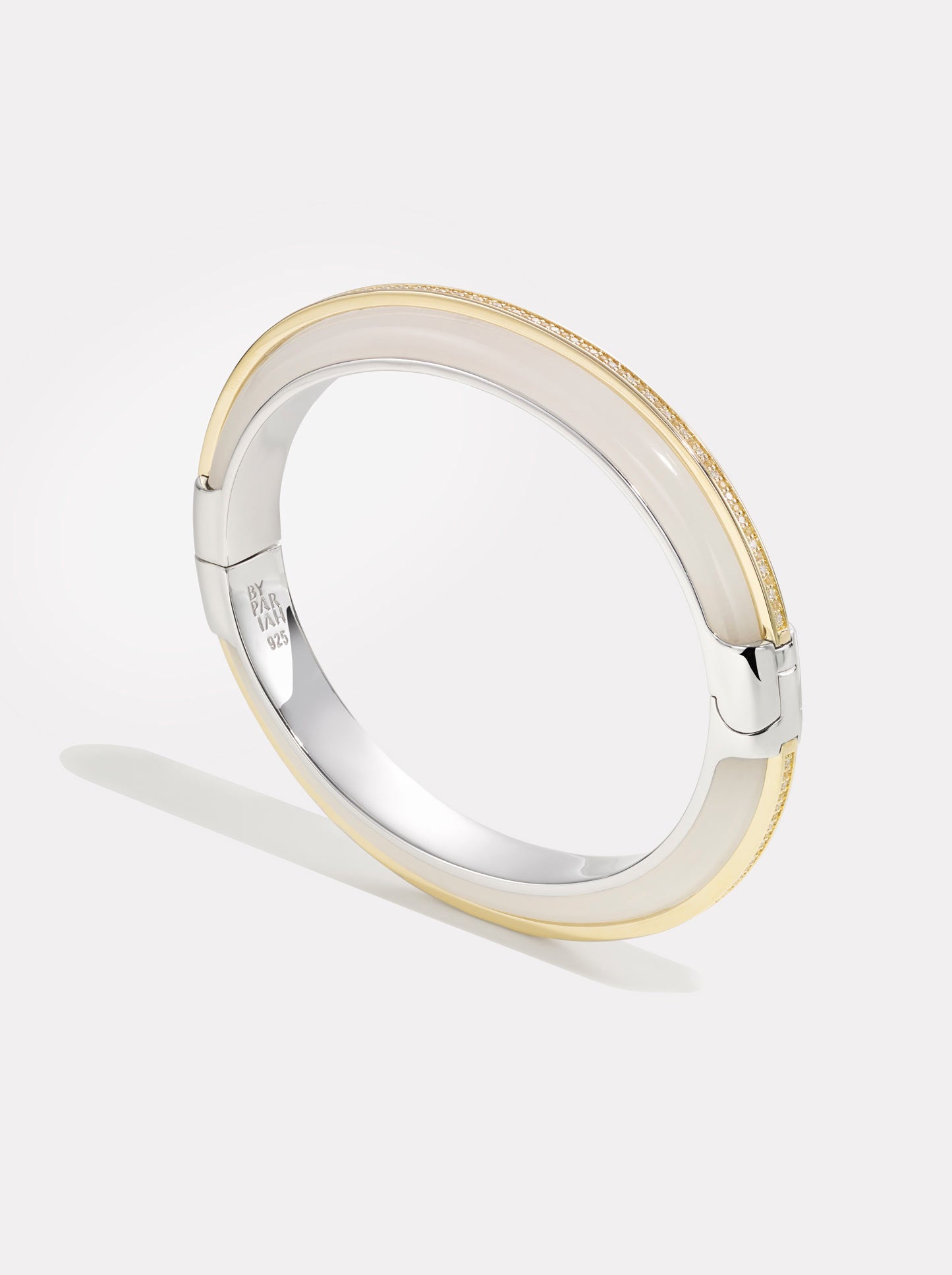 Essential Stacking Bangle White Jasper - Diamond & White Sapphire