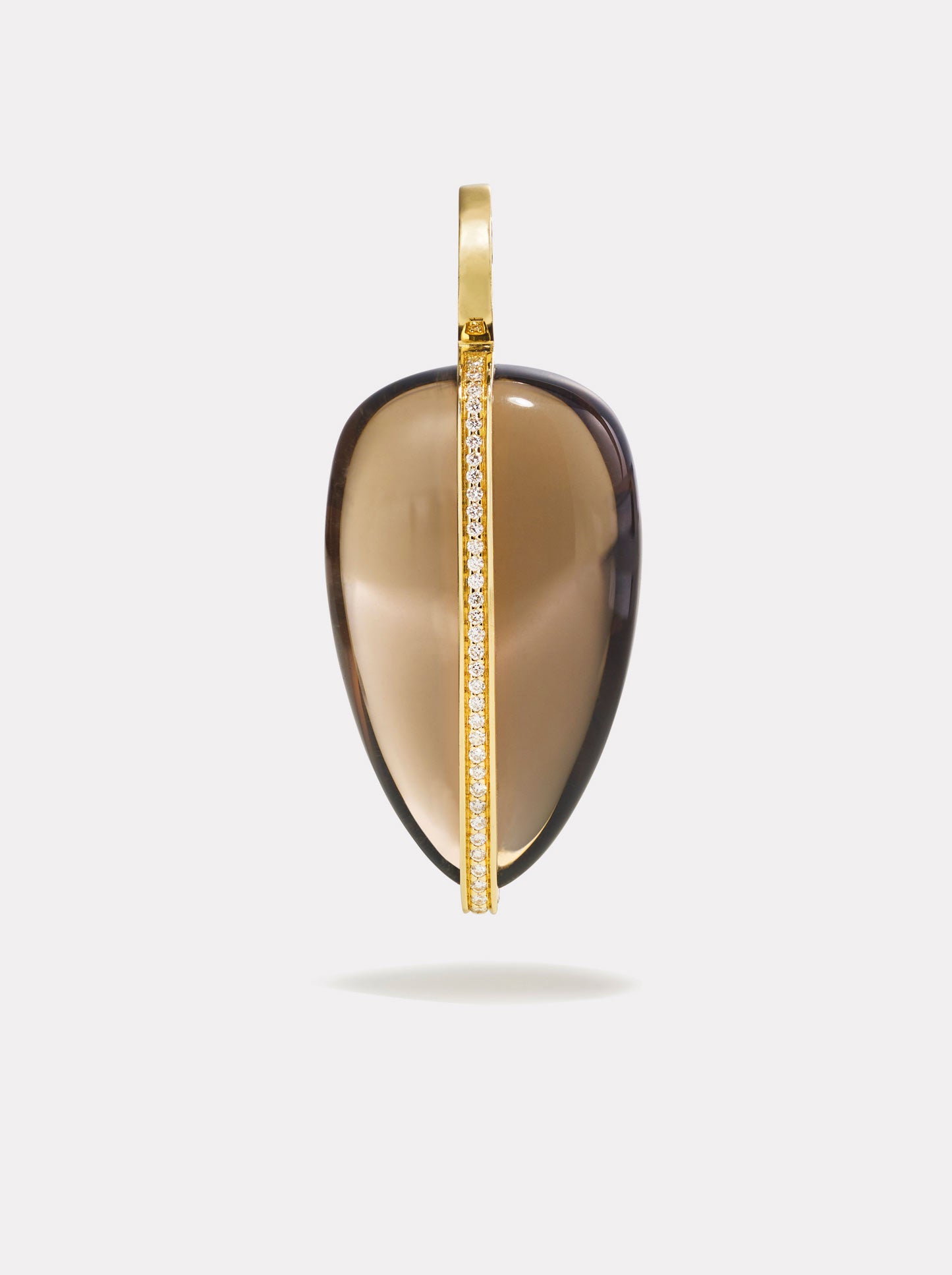 Large Diamond Pebble Pendant in Smokey Quartz | 14K