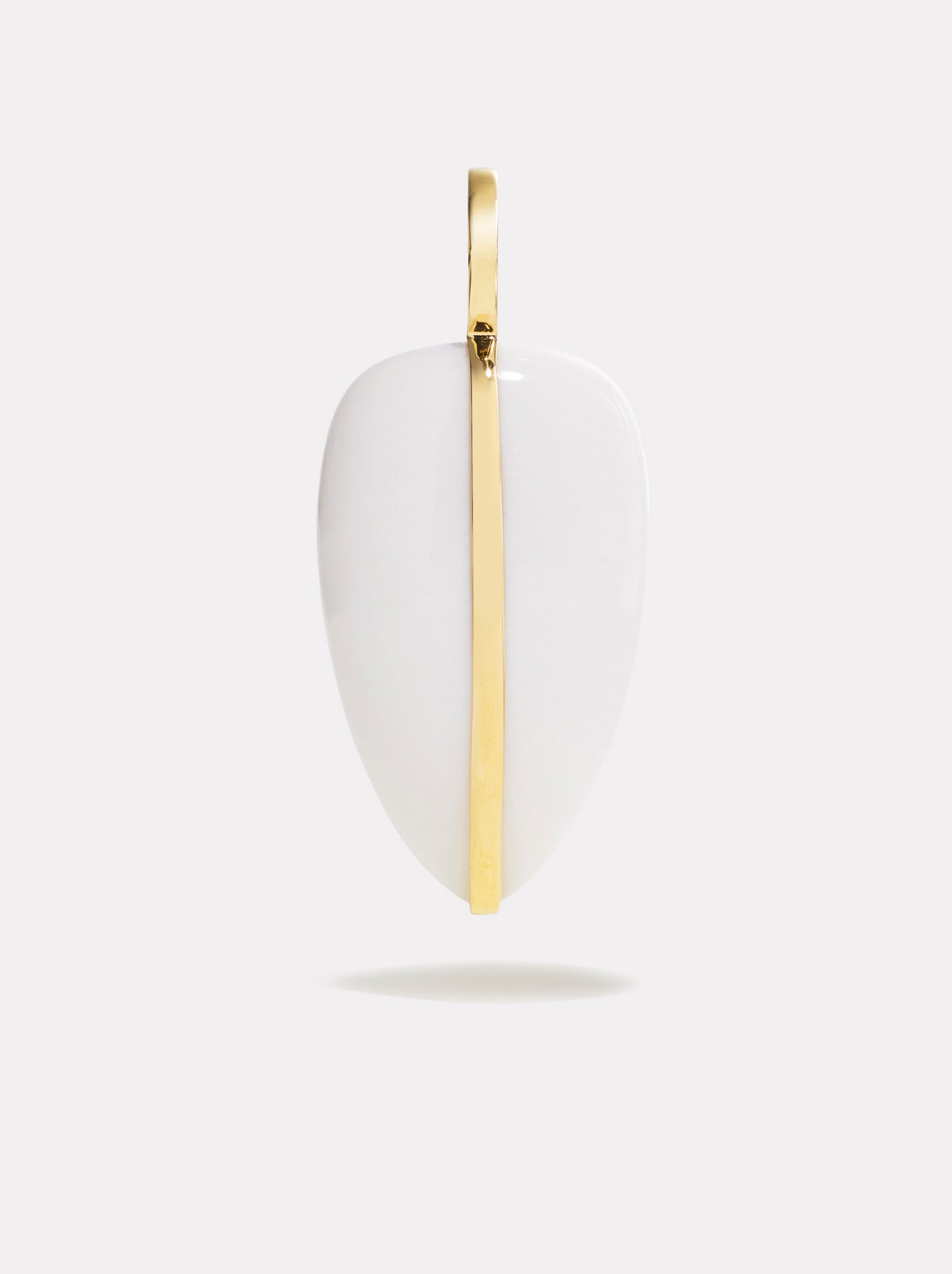 Large Pebble Pendant in White Agate| 14K