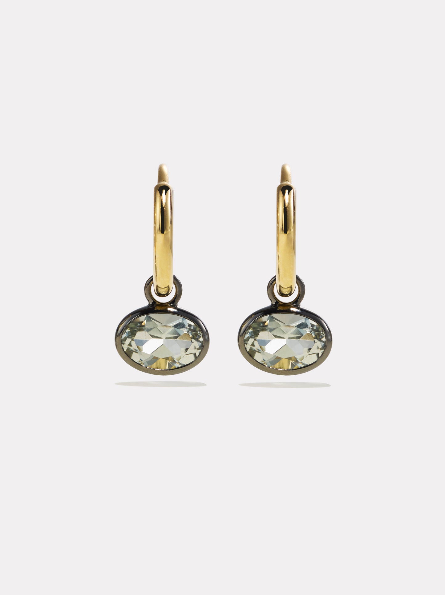 Orbit Hoops - Green Amethyst & Black Rhodium