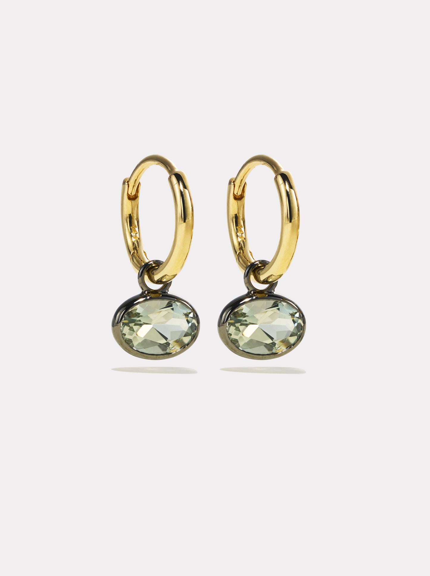 Orbit Hoops - Green Amethyst & Black Rhodium