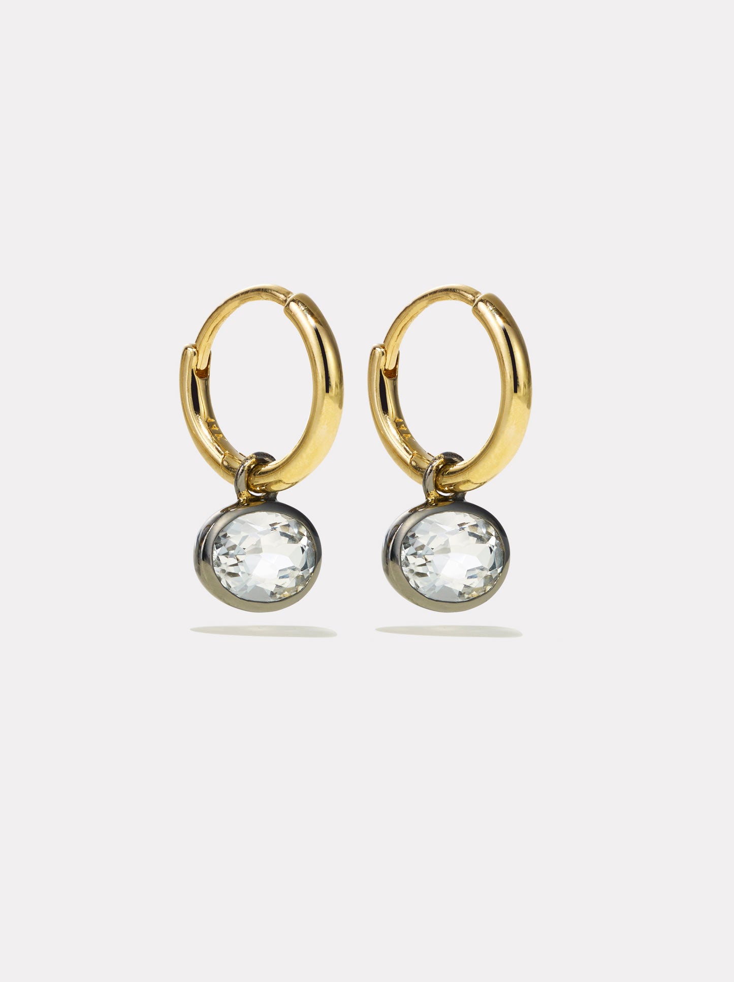 Orbit Hoops - White Topaz & Black Rhodium