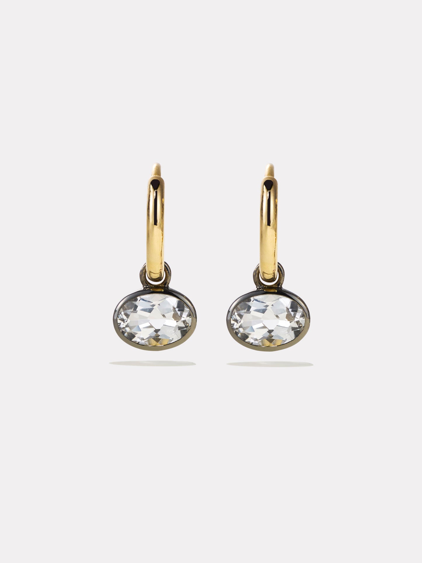 Orbit Hoops - White Topaz & Black Rhodium