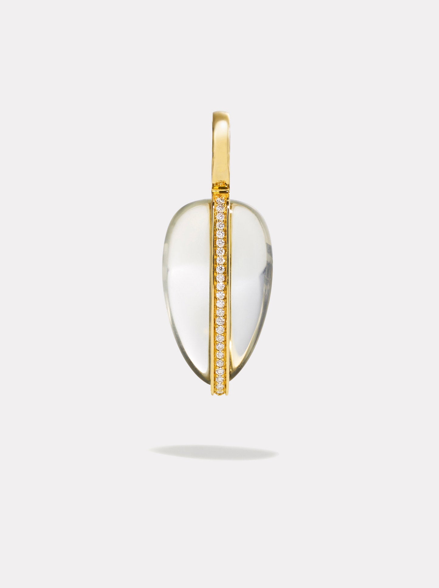 Small Diamond Pebble Pendant in Green Amethyst | 14K