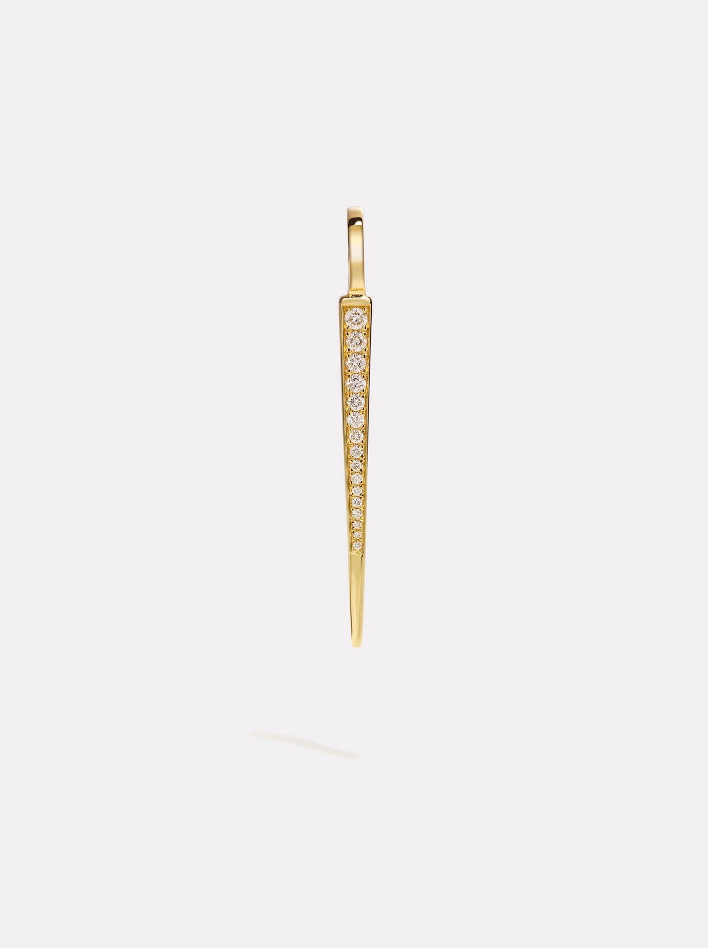 14k gold spike design pendant with pavé set diamonds down the centre.