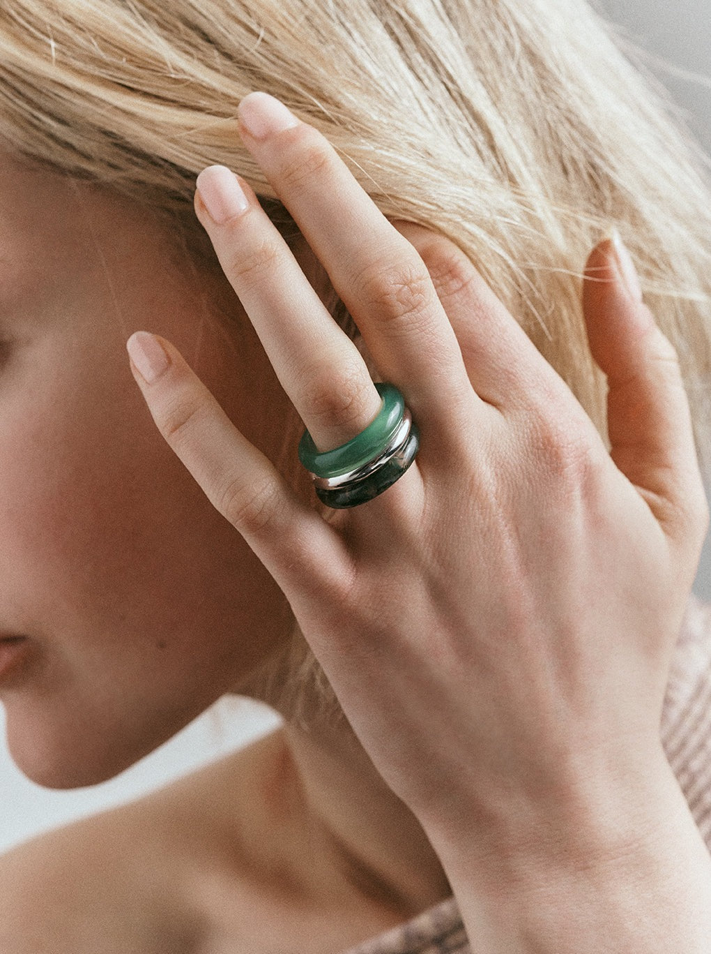 Stack_Stone Trilogy Stack Green Chalcedony & Moss Agate - 50