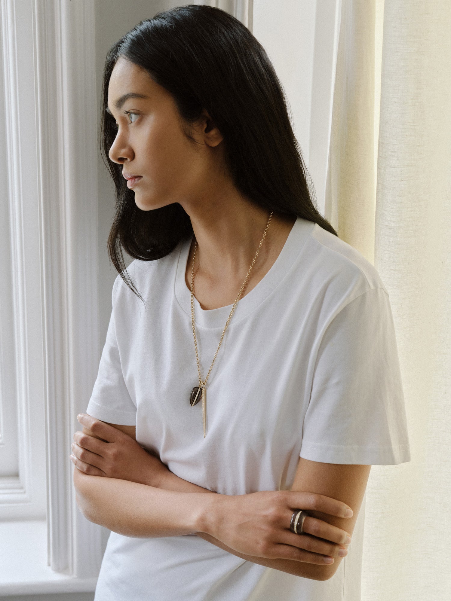 Diamond Pebble Cocktail Ring | Grey Agate