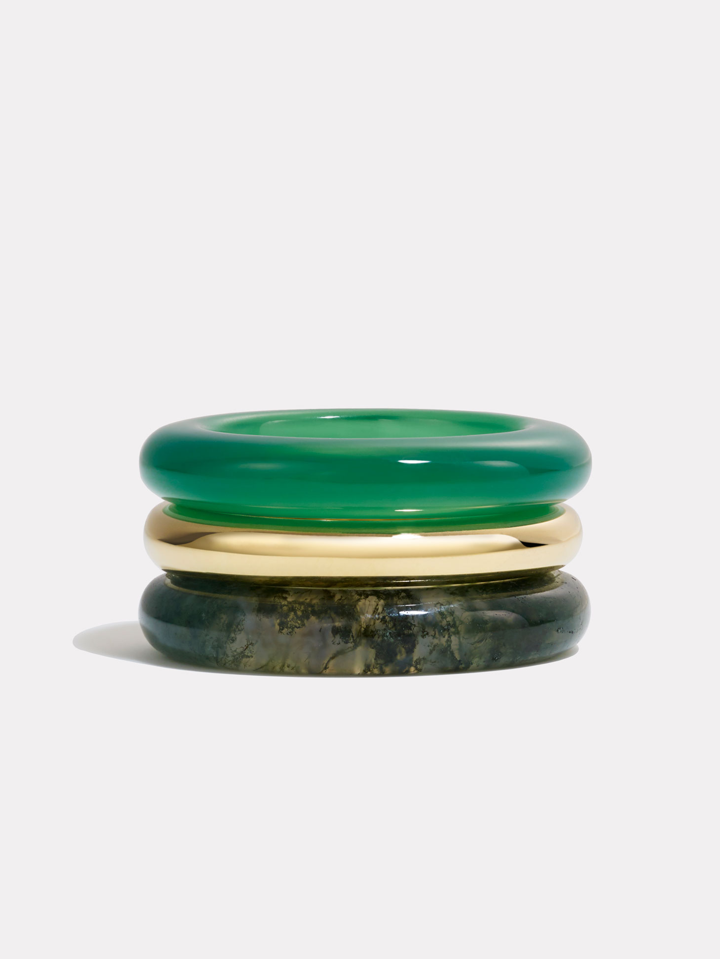 Stack_Stone Trilogy Gold Stack | Moss Agate & Green Chalcedony - 50