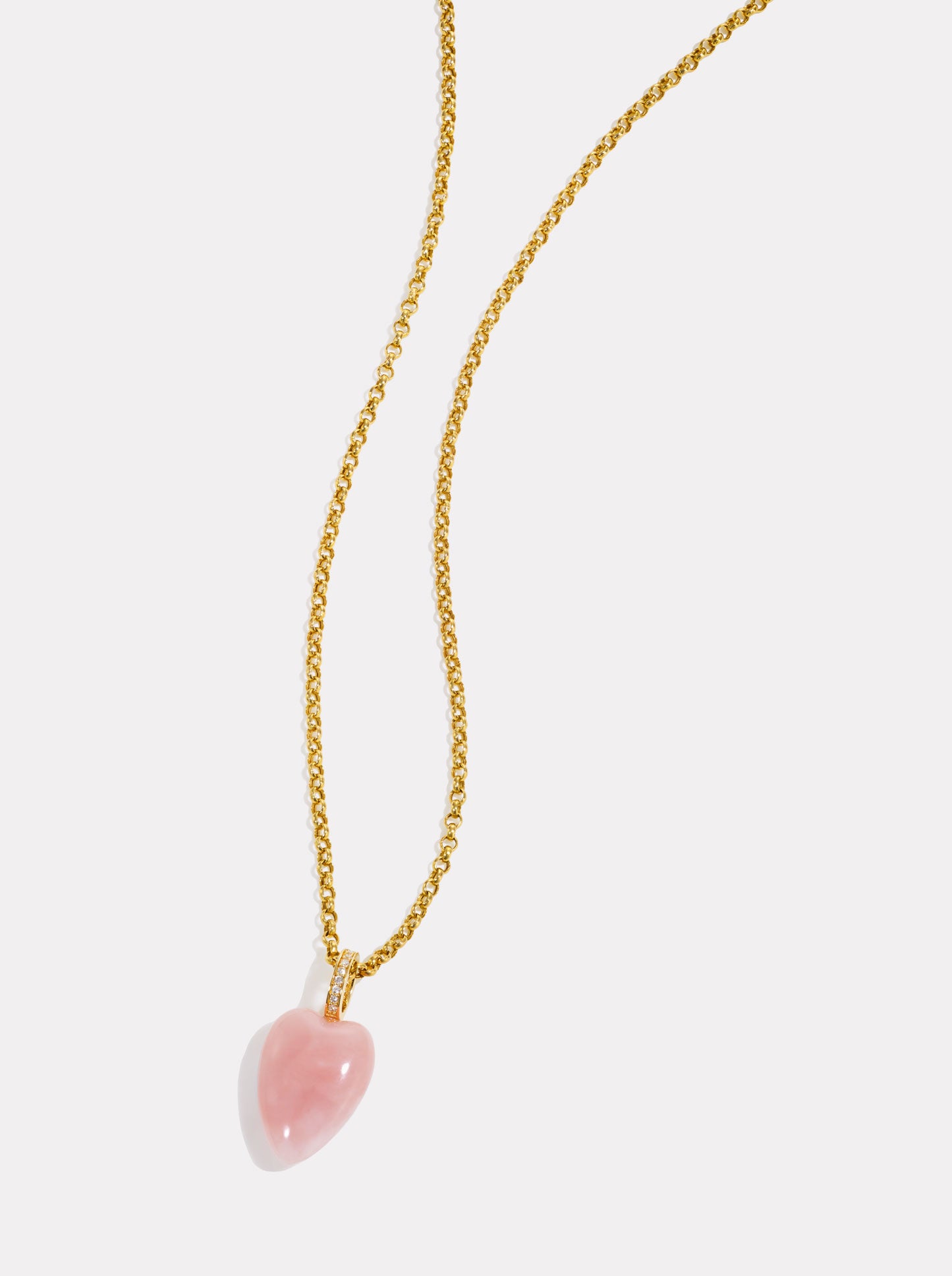 Heartstone Diamond Pendant | Pink Opal