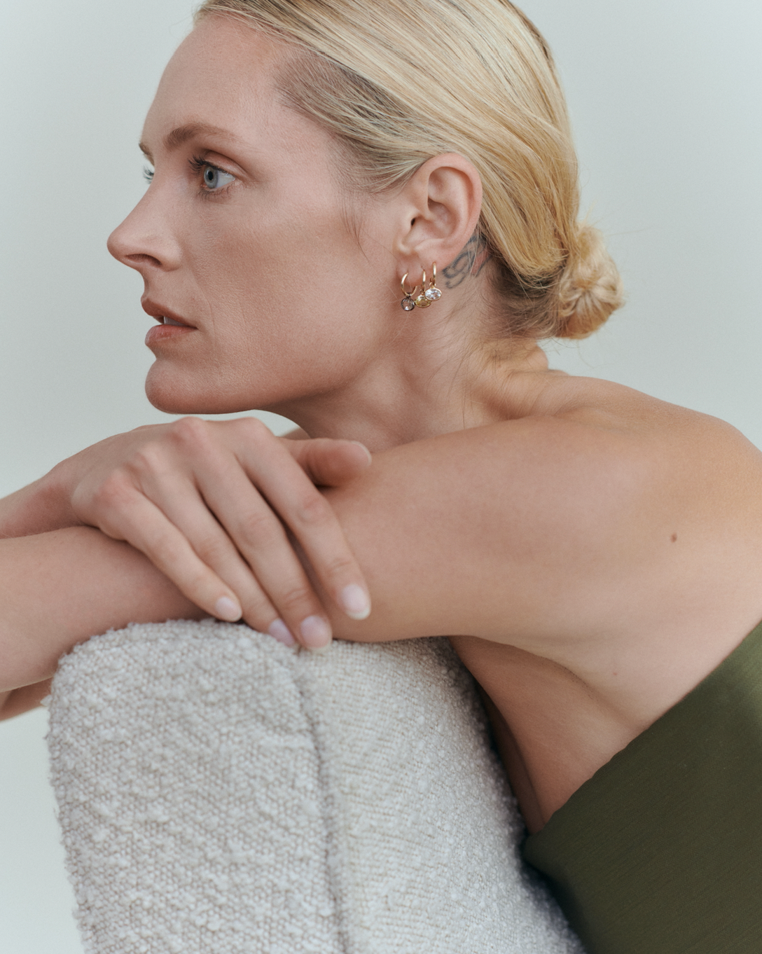 Orbit Hoops - Green Amethyst & Black Rhodium