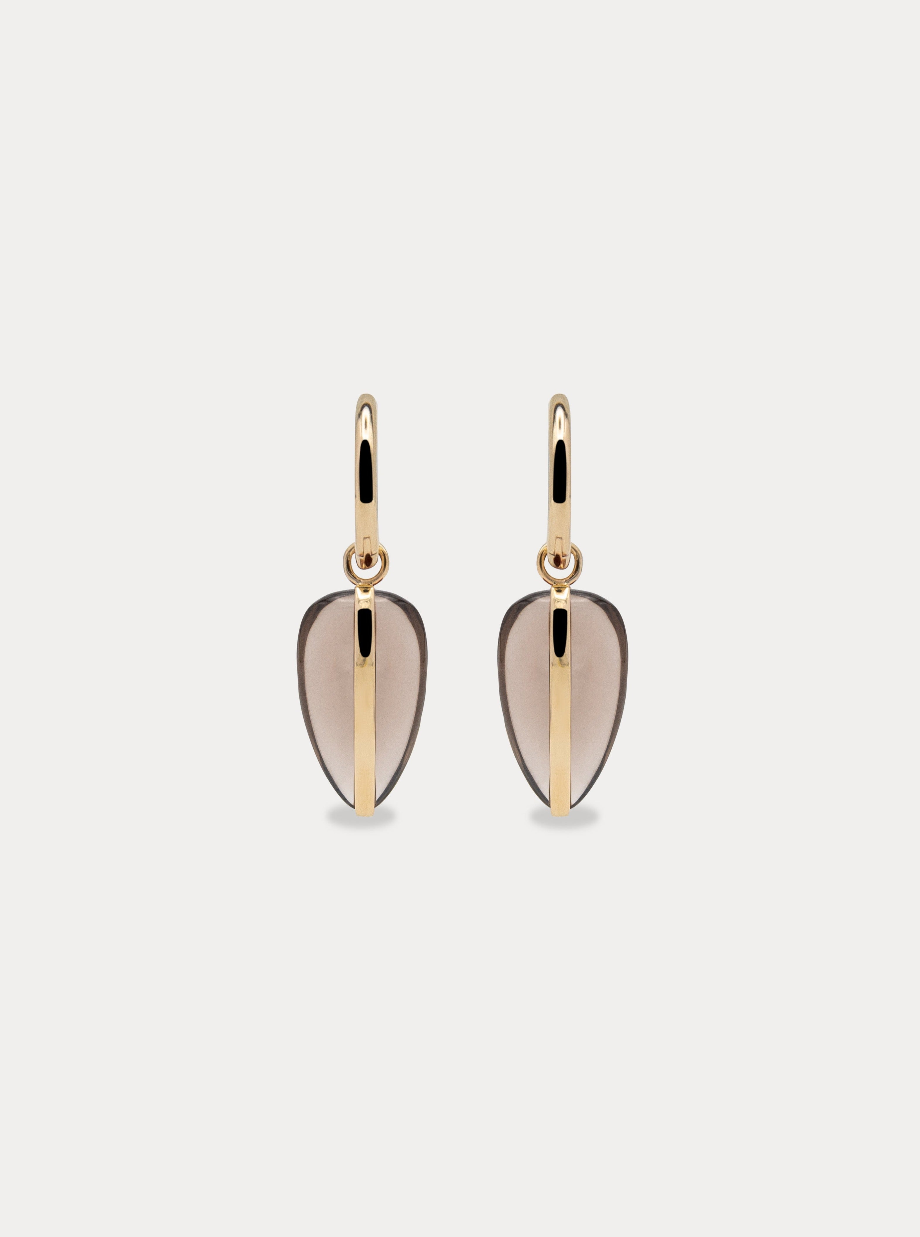 14K Pebble Earrings in Smokey Quartz