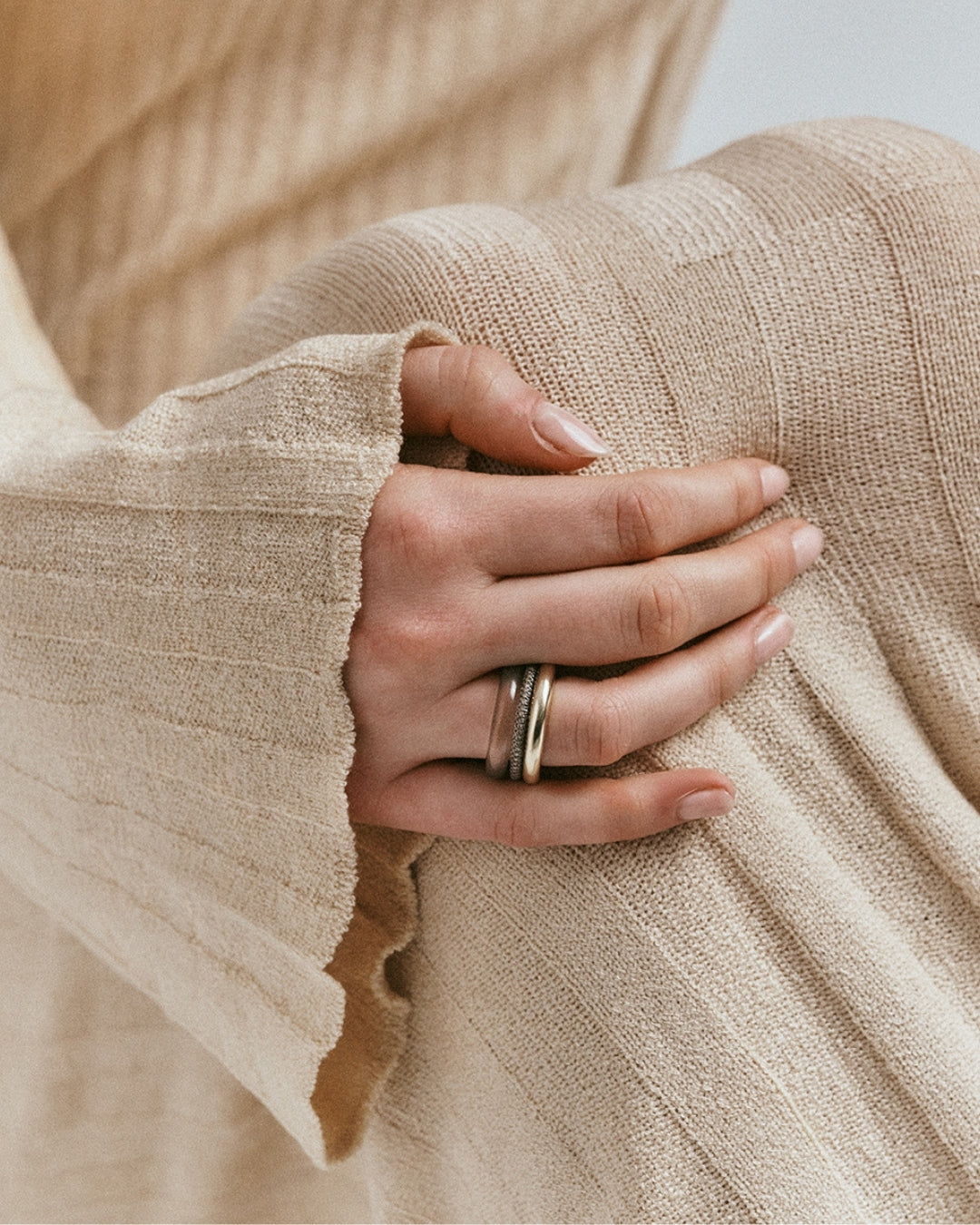 Stack_Aurea Ring Stack | Grey Agate - 52