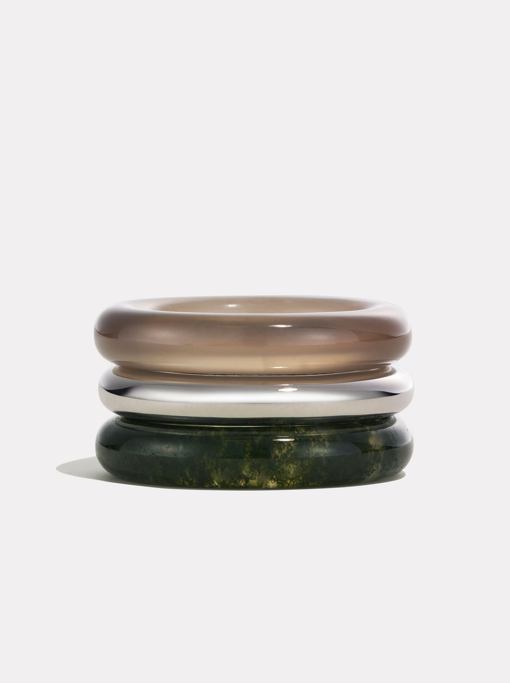 Stone Trilogy Stack | Moss Agate & Grey Agate