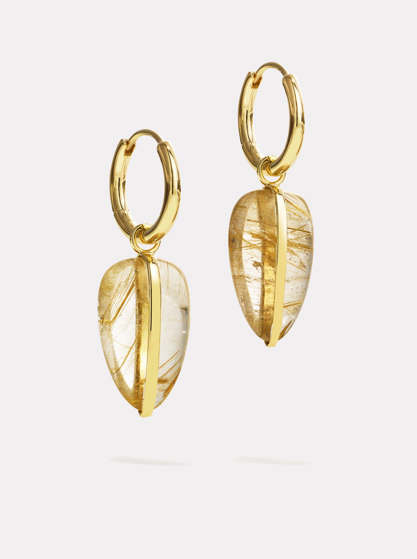 14K Pebble Earrings Rutilated Quartz