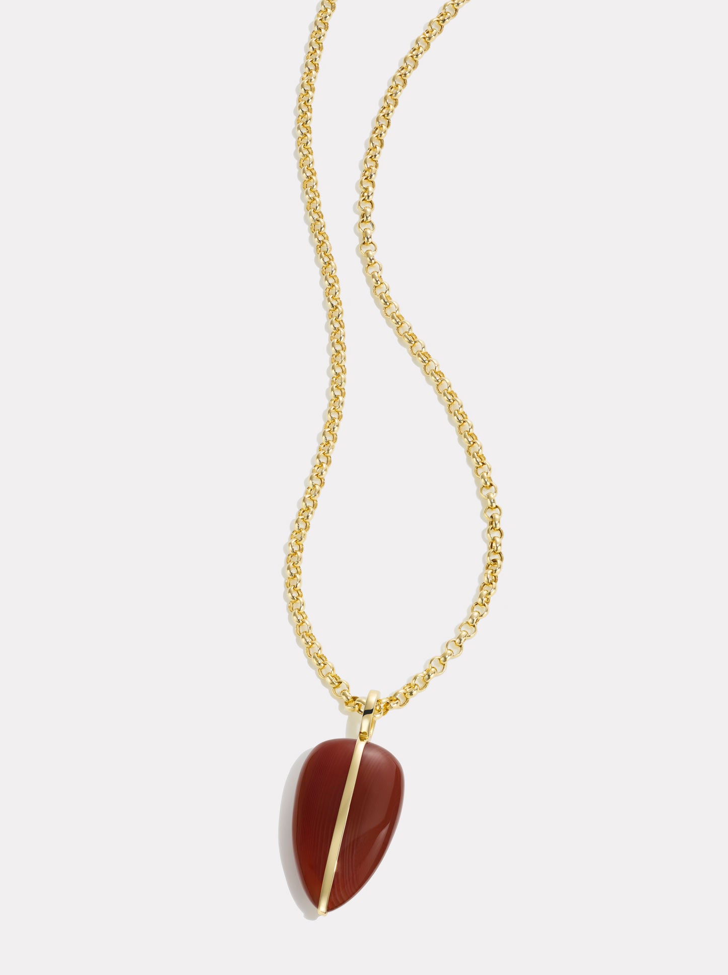 Large Pebble Pendant in Red Carnelian | 14K