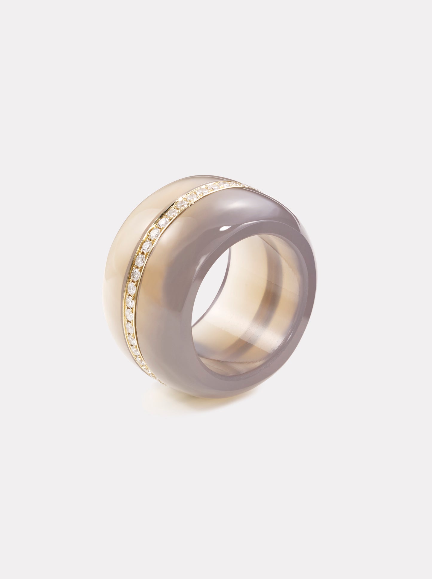 Diamond Pebble Cocktail Ring in Dark Grey Agate (Made to Order)