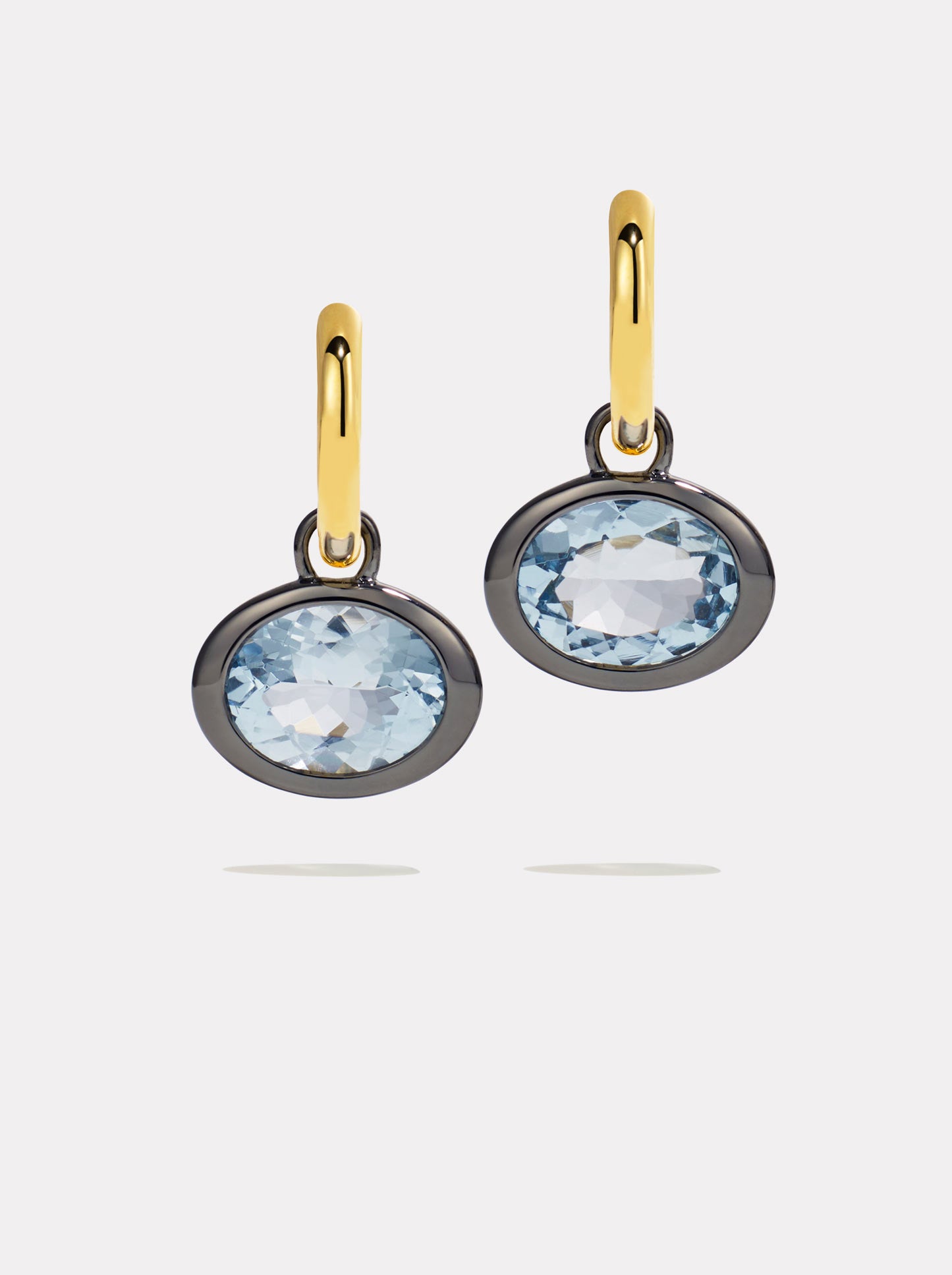 XL Orbit Hoops - Aquamarine & Black Rhodium