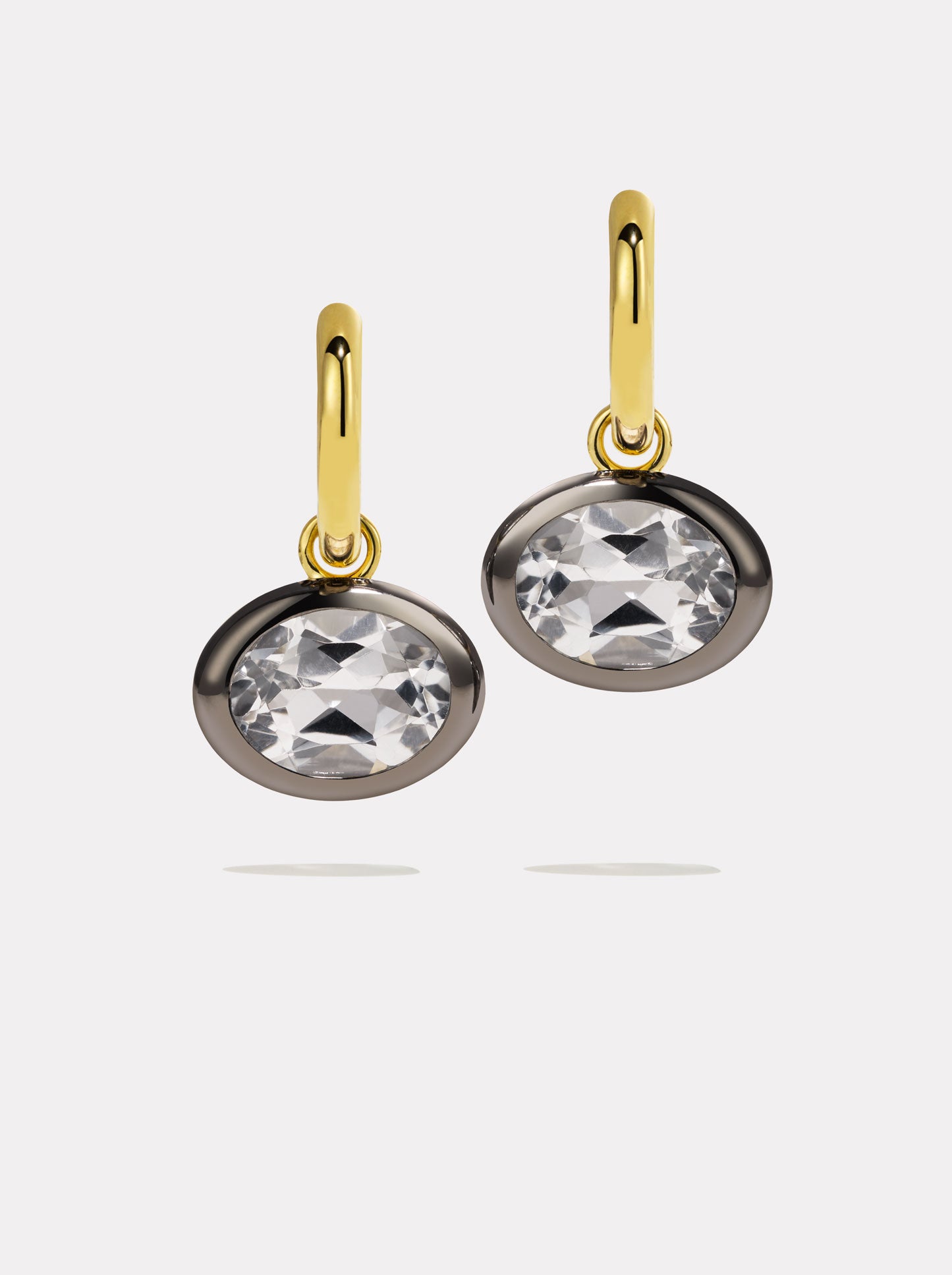 XL Orbit Hoops - White Topaz / Black Rhodium