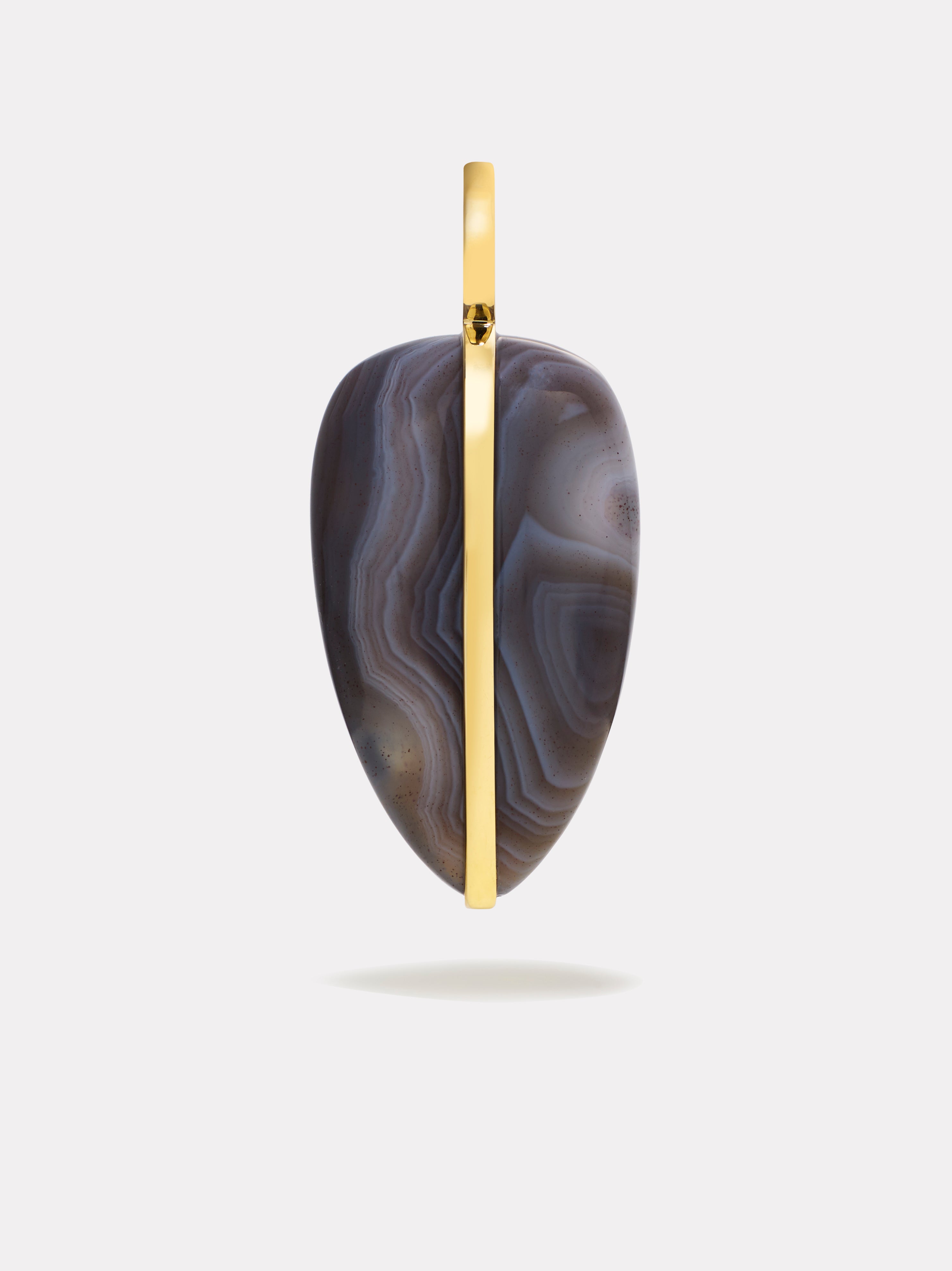 Large Pebble Pendant | Botswana Agate 14K