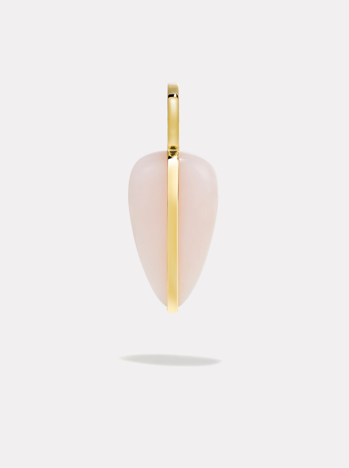 Pink pebble shaped pendant with gold accent and large pendant loop.