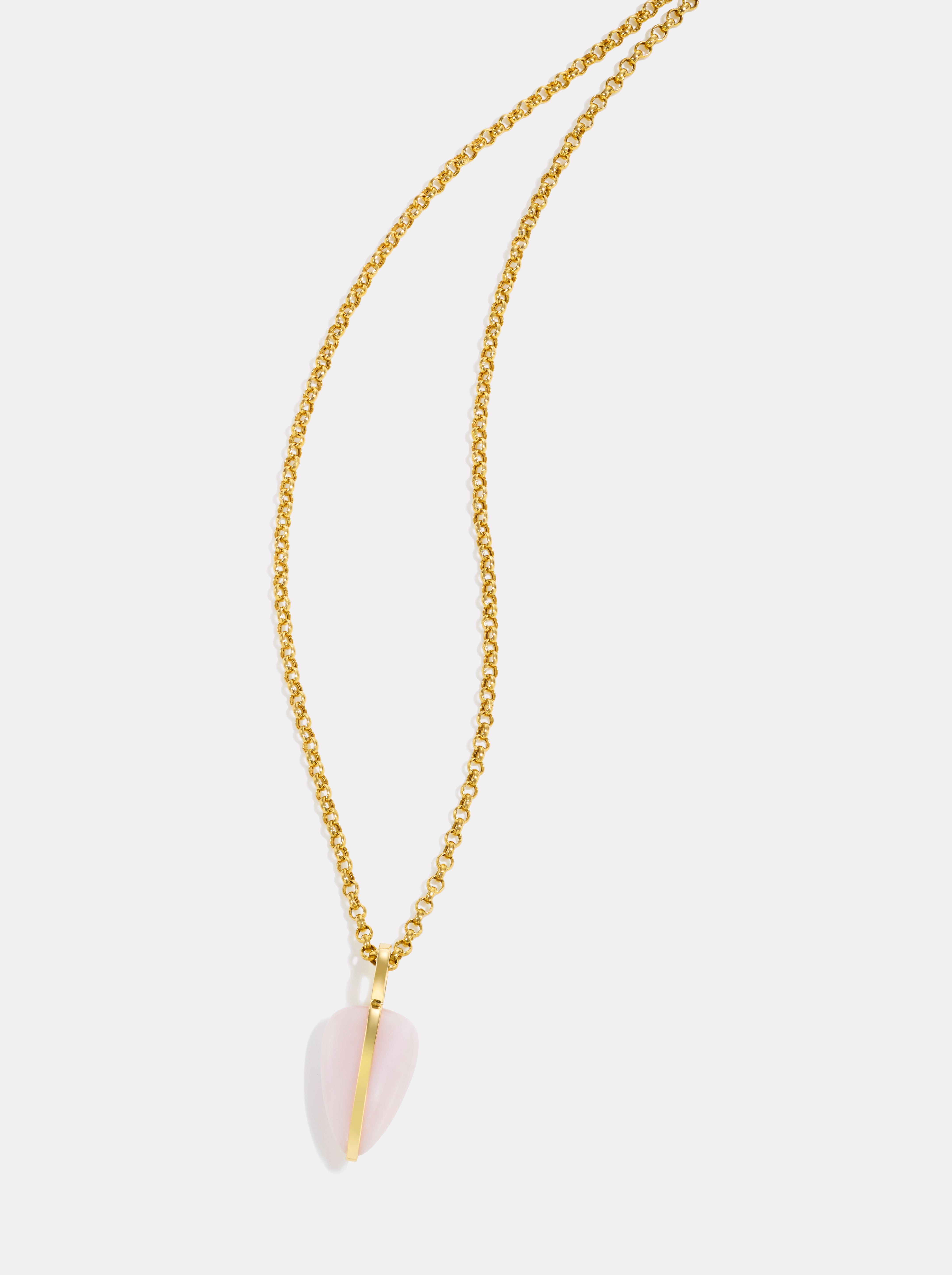 Small Pebble Pendant in Pink Opal paired with 14K Gold Belcher Chain 2.65mm with 60cm Length.