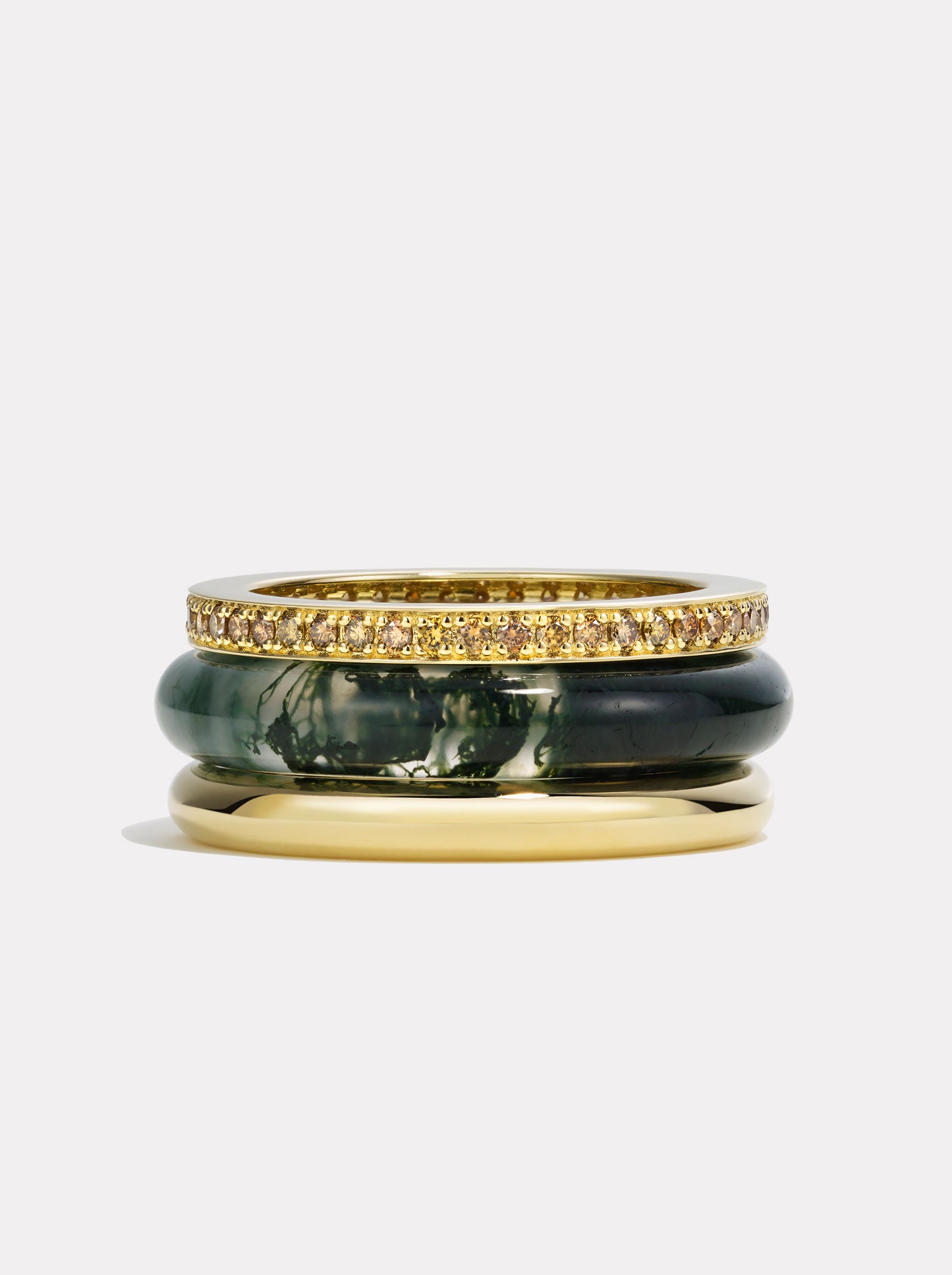 Stack_Slim Classic Ring Stack Moss Agate - 53