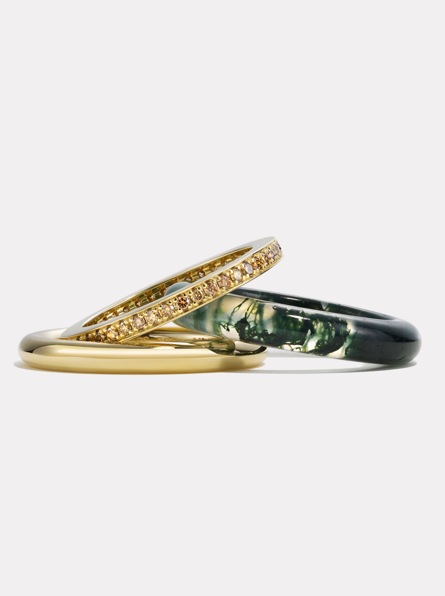 Stack_Slim Classic Ring Stack Moss Agate - 53