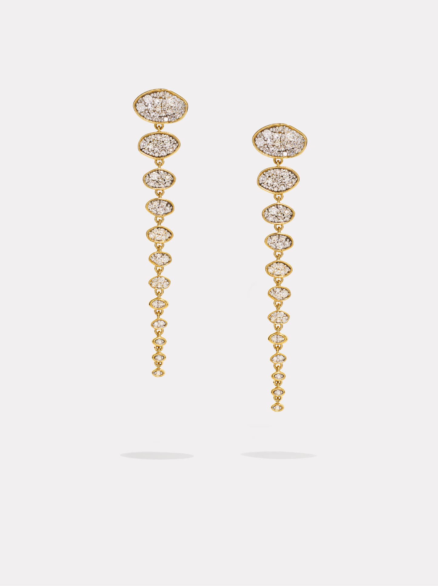 Long Diamond Cluster Drop Earrings