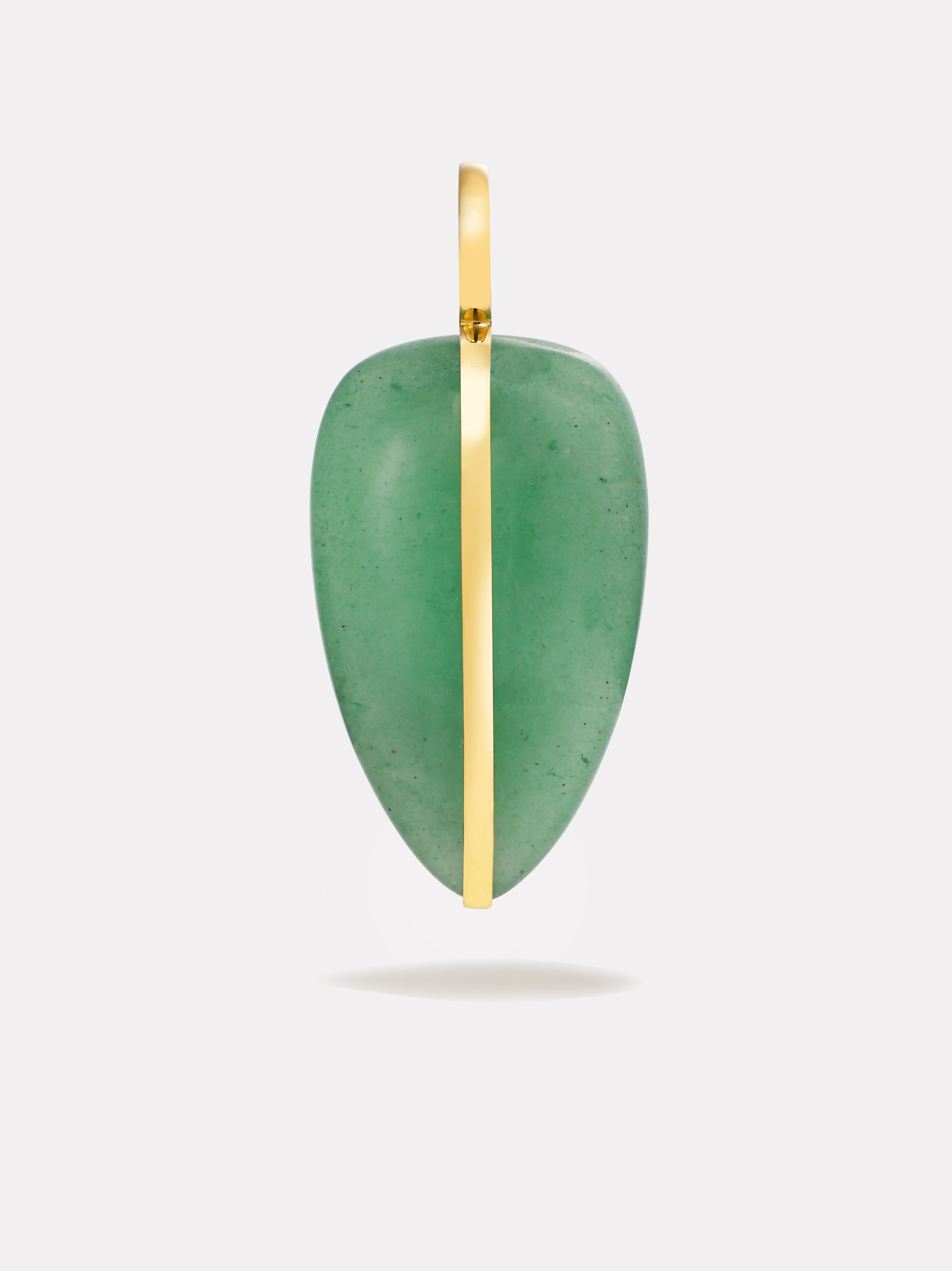 Large Pebble Pendant in Green Aventurine | 14K