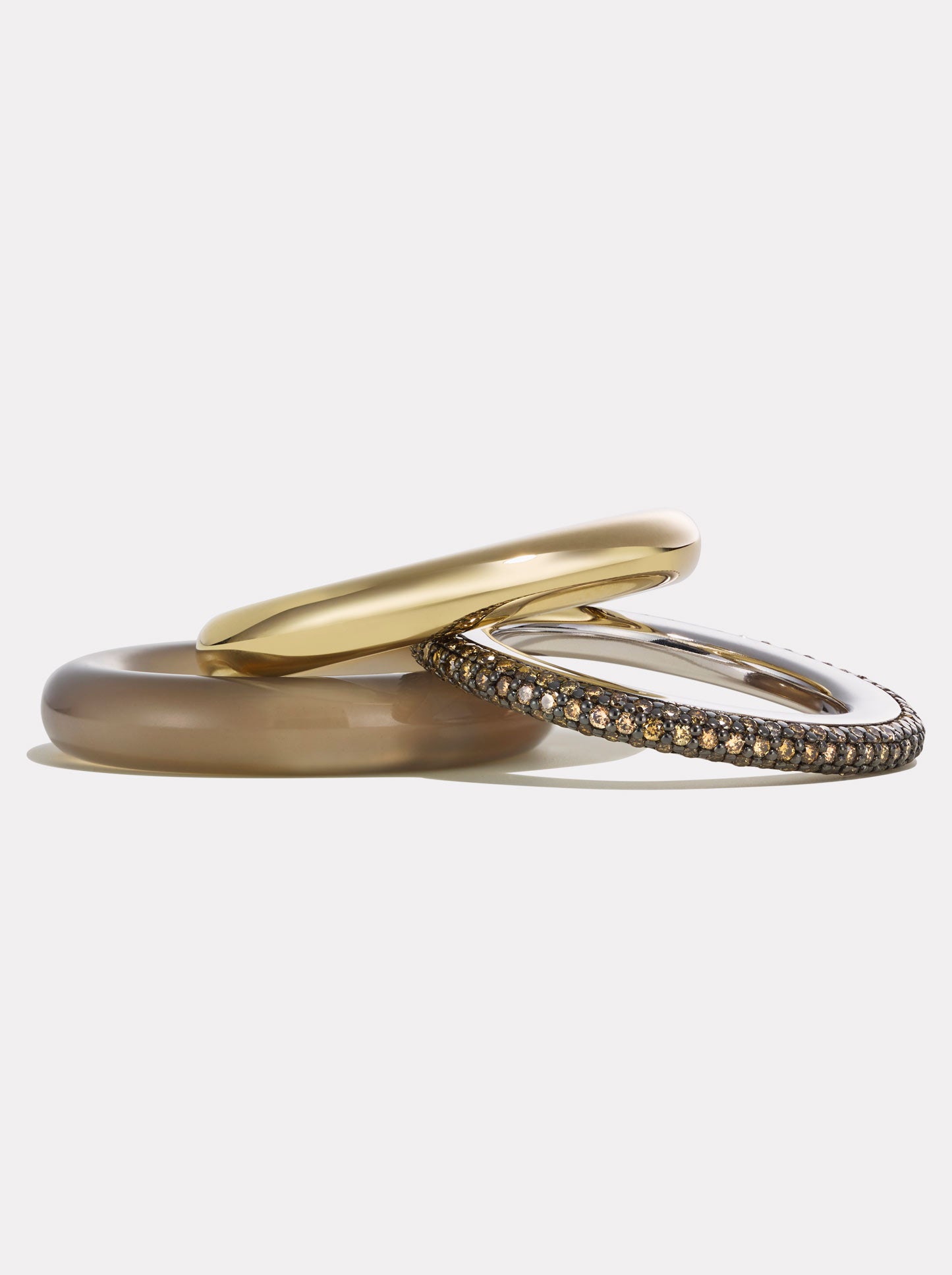 Aurea Ring Stack | Champagne Diamond & Grey Agate