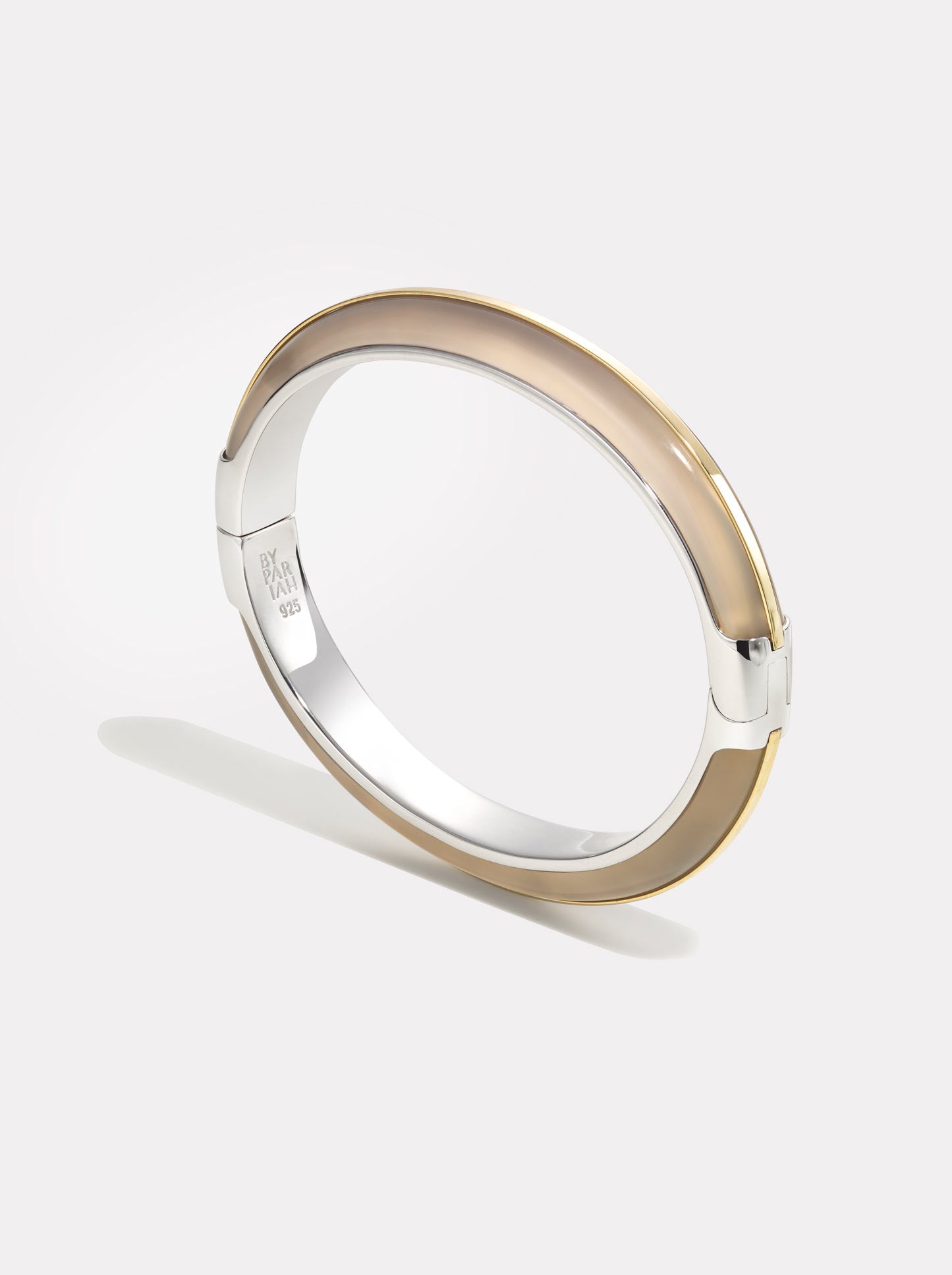 Essential Stacking Bangle featuring 14k halo with grey agate