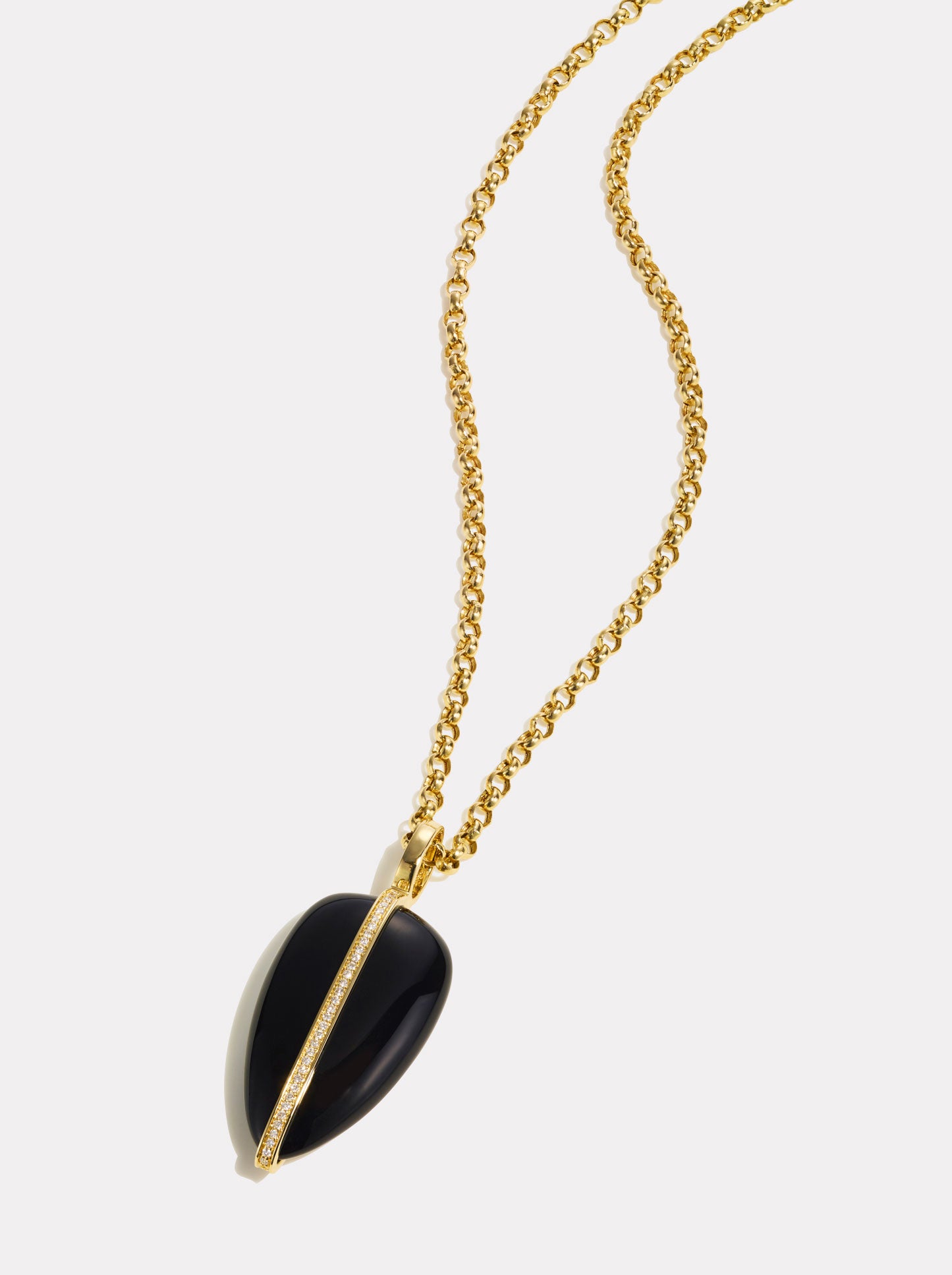 Large Diamond Pebble Pendant in Black Onyx | 14K