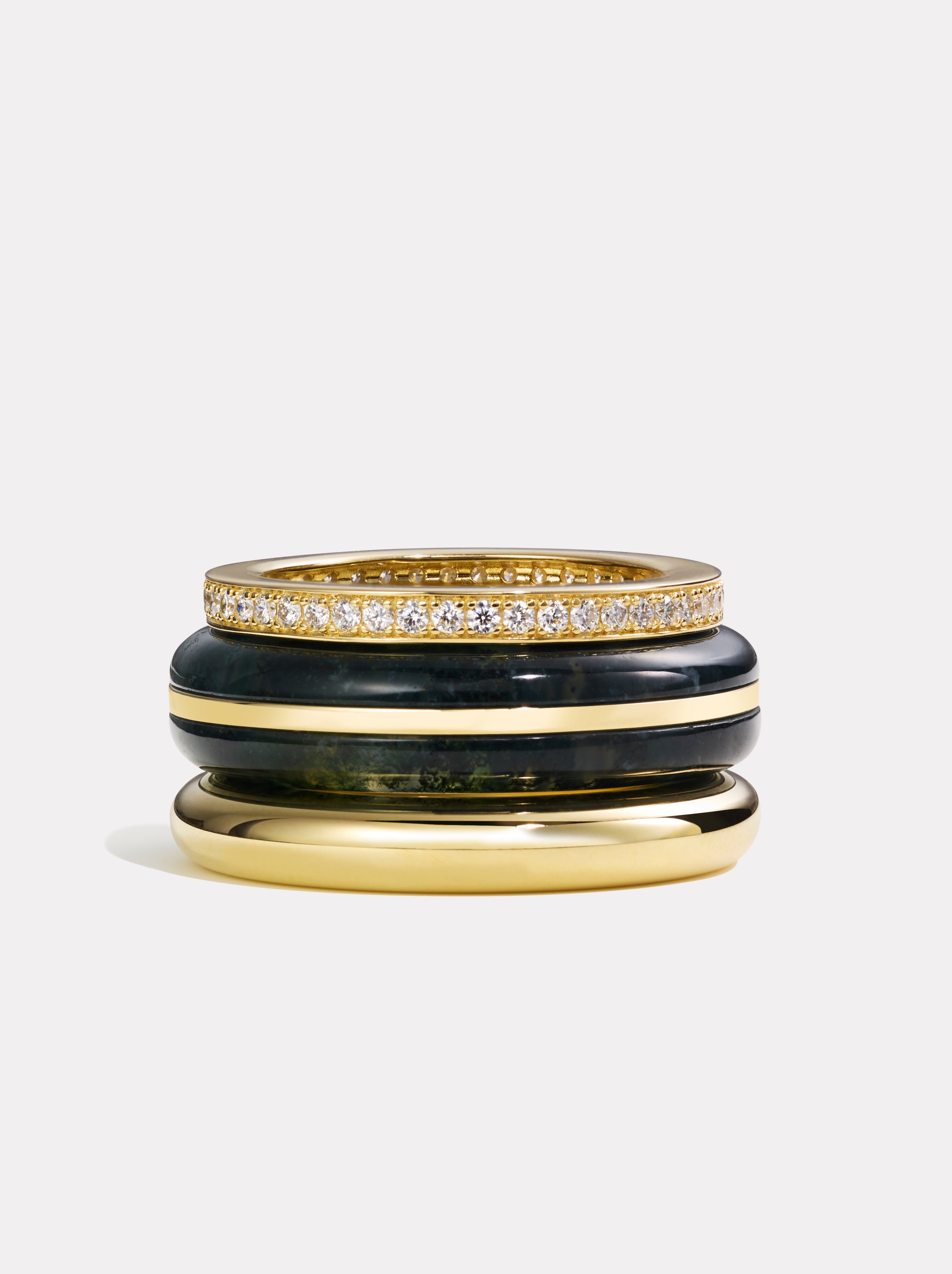 Stack_Classic Ring Stack | Moss Agate - 55